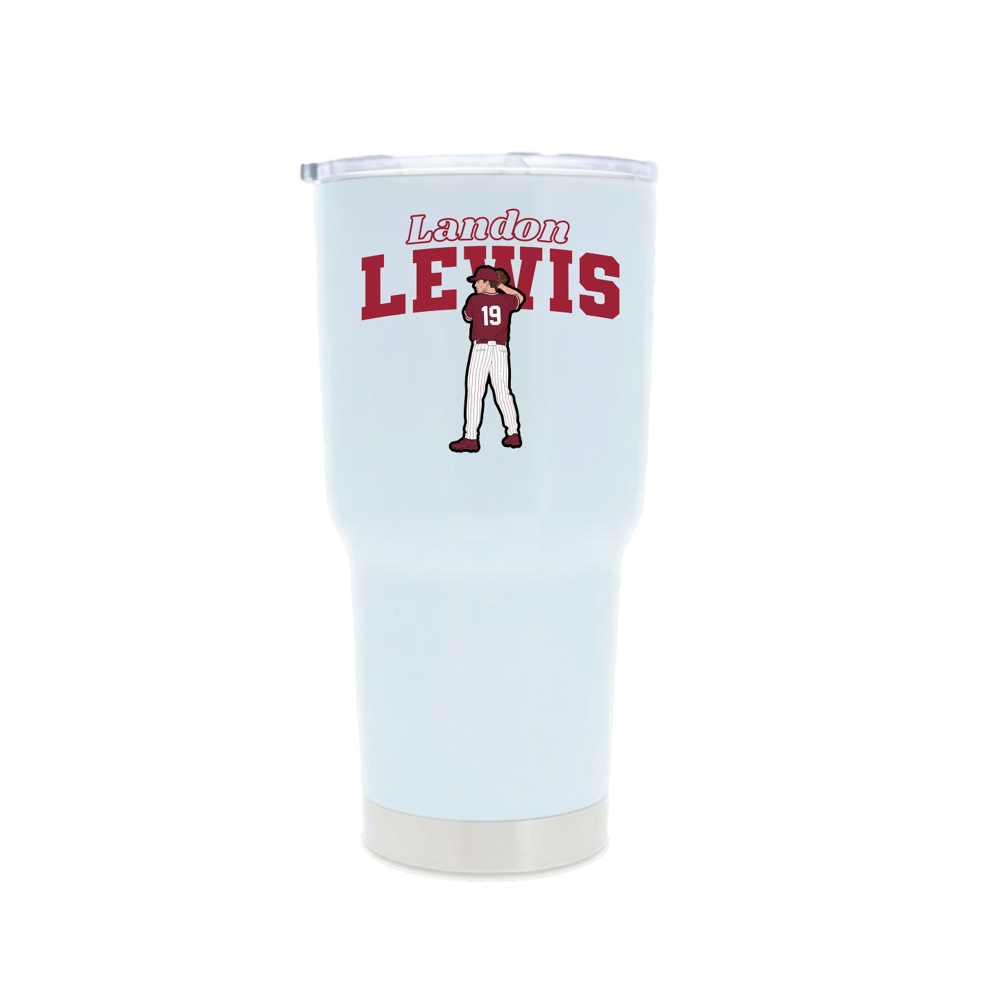 30oz Stainless Steel Tumbler — Name Arch in White