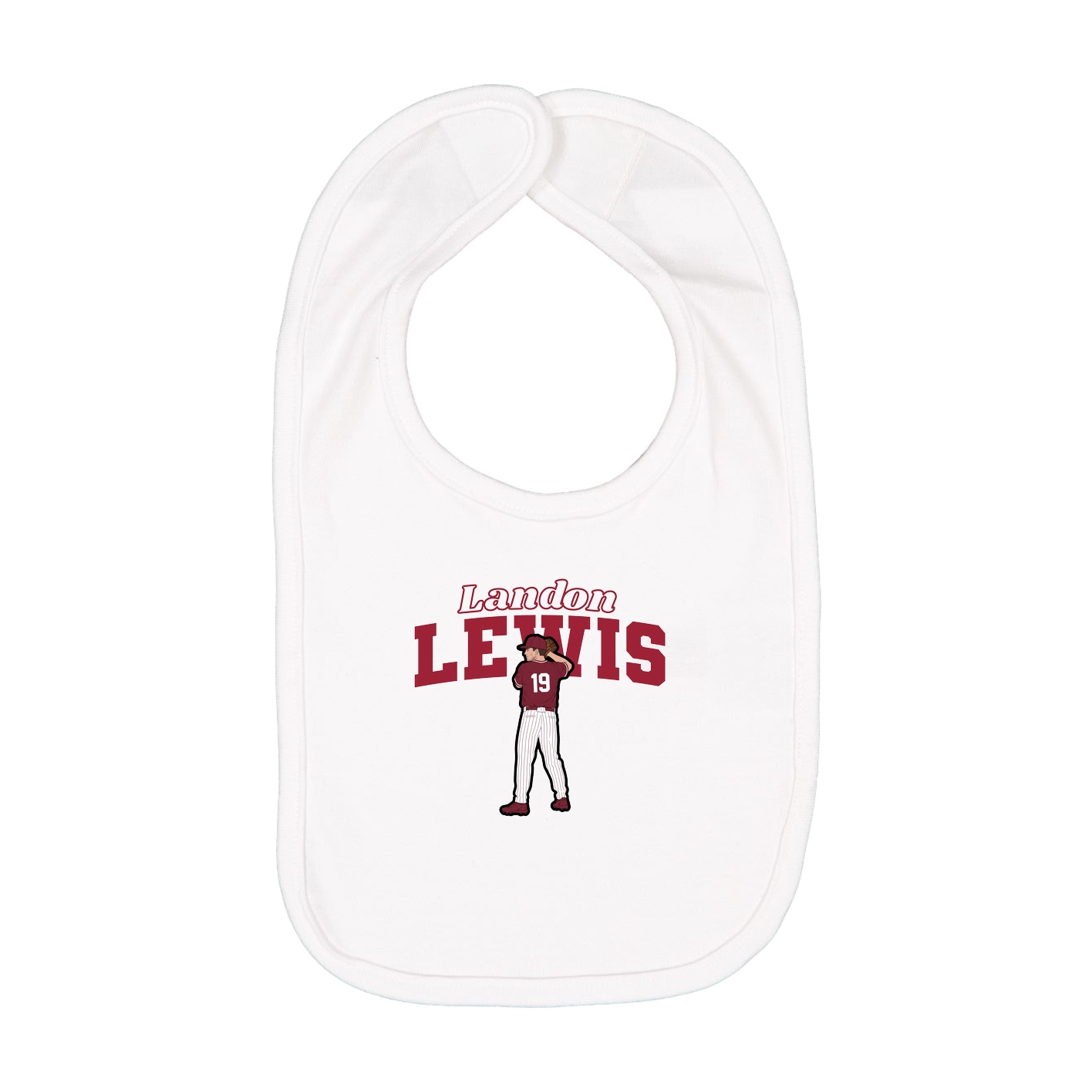 Infant Bib — Name Arch in White