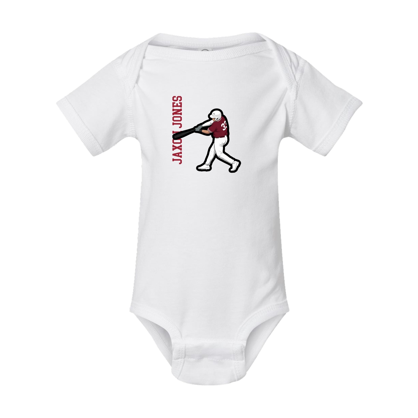 Baby Onesie — Name Vertical in White