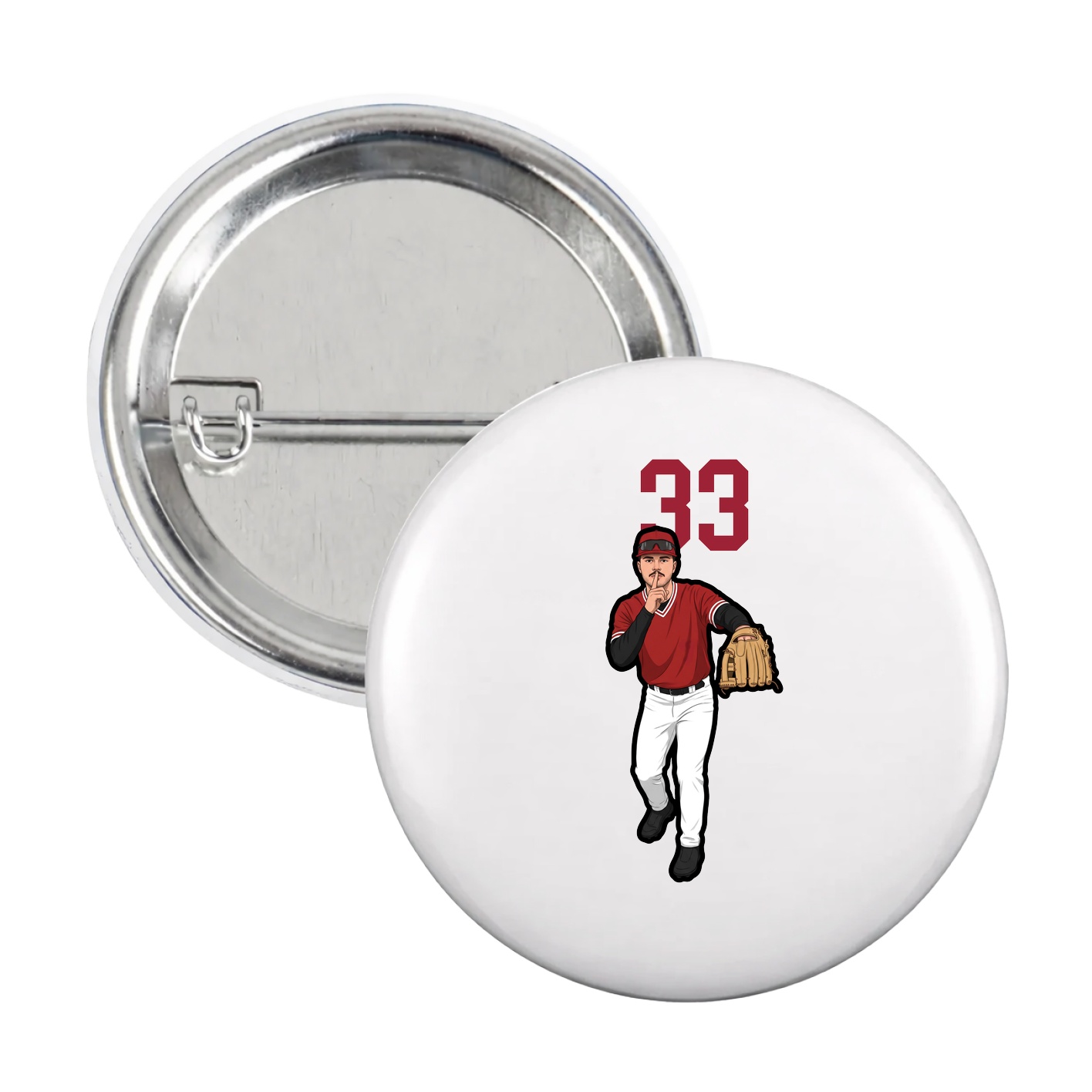 Game Day Button — Number Top in White