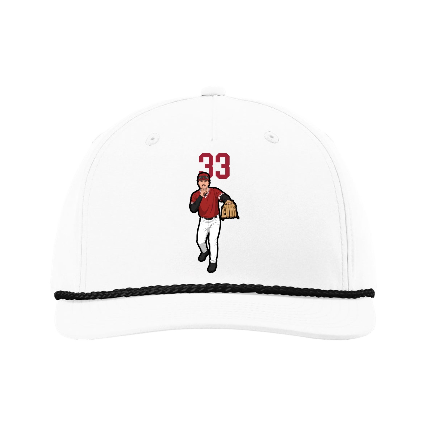 Five-Panel Classic Rope Cap — Number Top in White