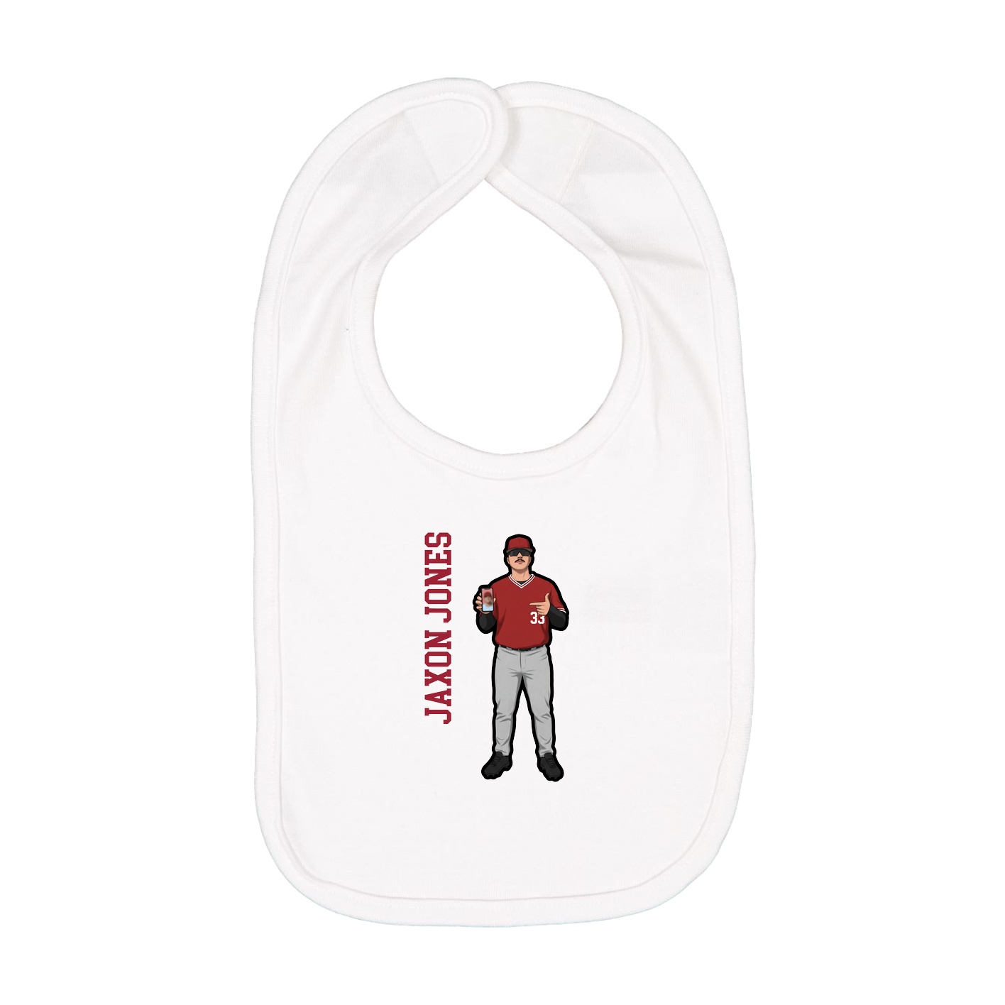 Infant Bib — Name Vertical in White