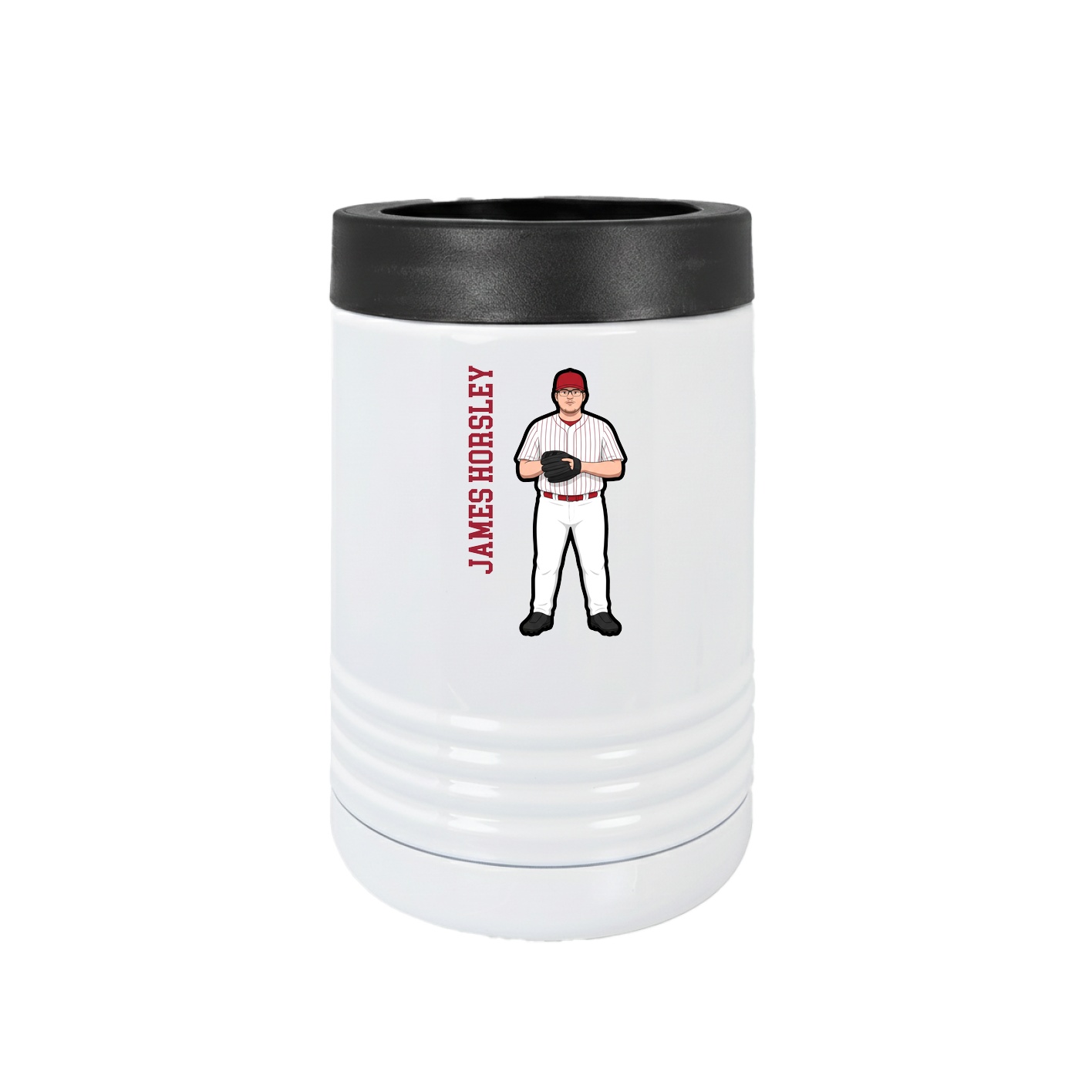 Beverage Holder — Name Vertical in White