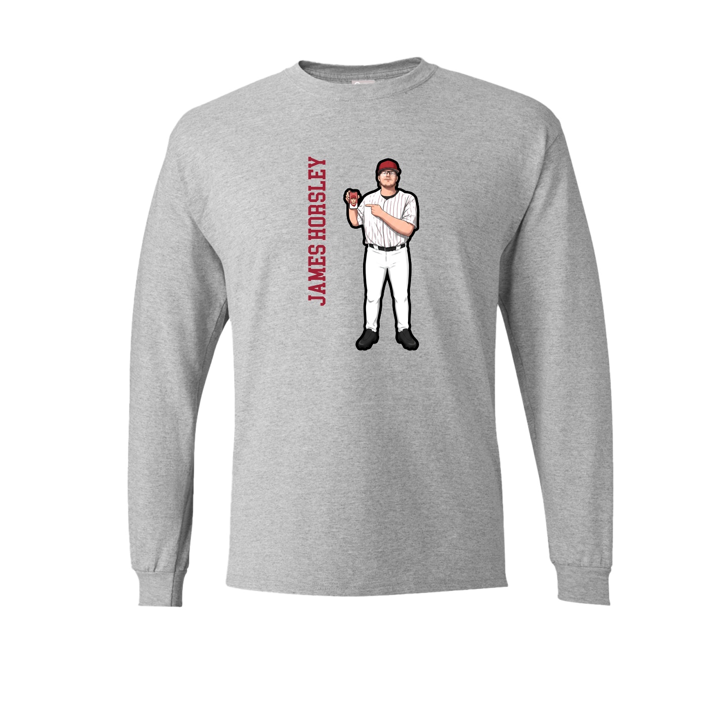 Long Sleeve Tee — Name Vertical in Grey