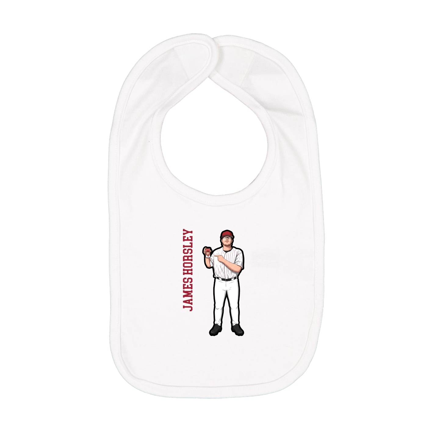Infant Bib — Name Vertical in White