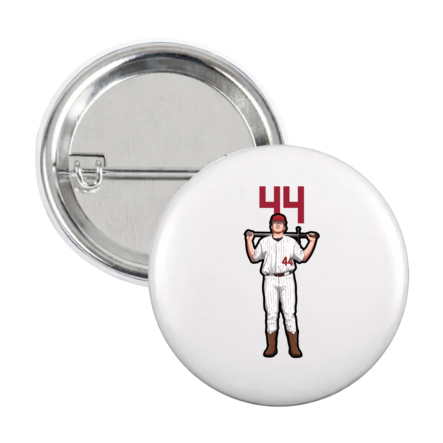 Game Day Button — Number Top in White