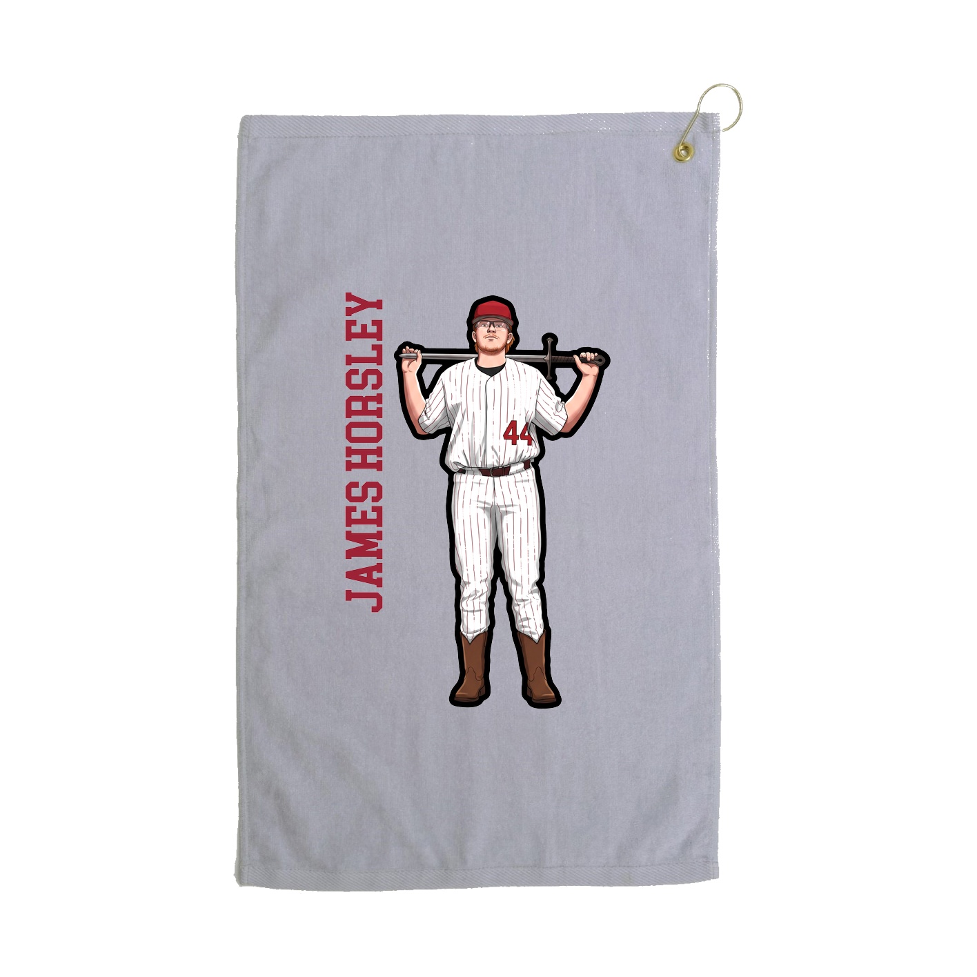 Golf Towel — Name Vertical in Grey