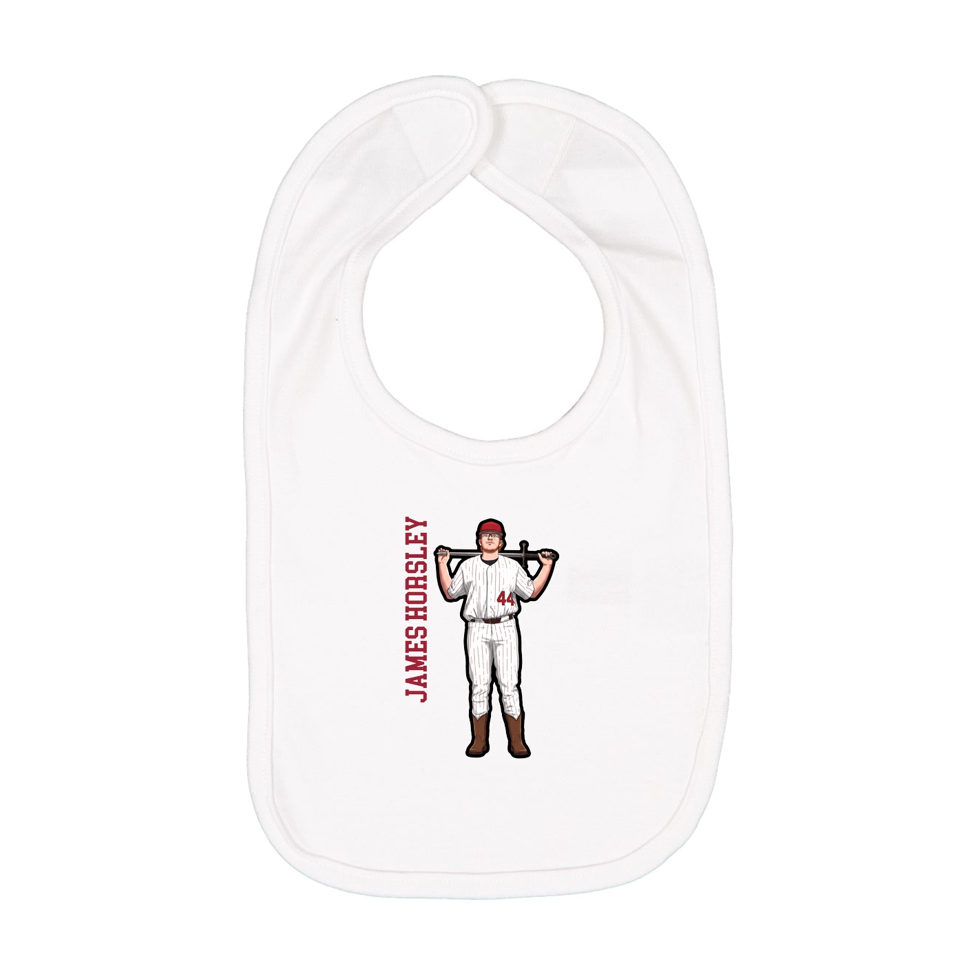 Infant Bib — Name Vertical in White