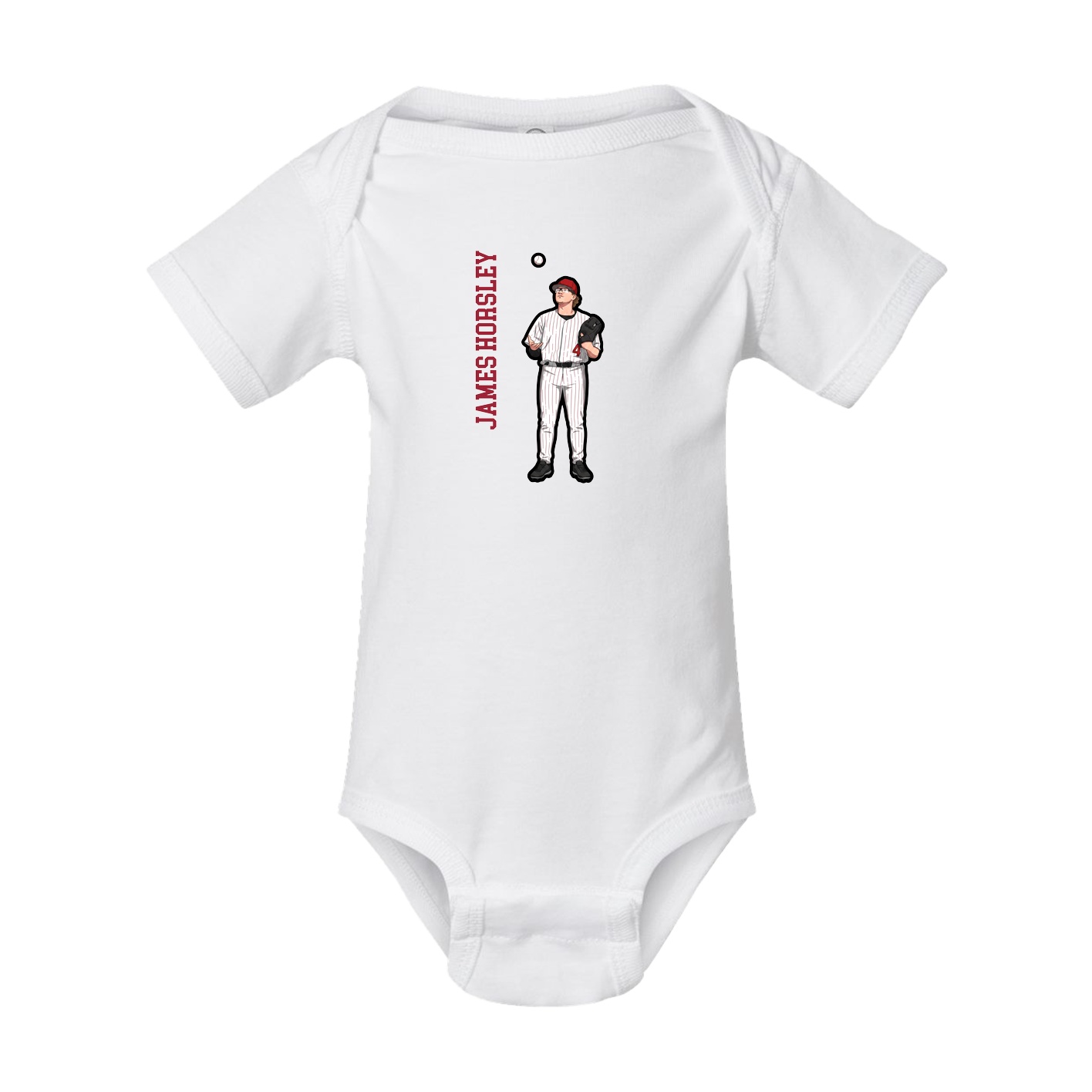 Baby Onesie — Name Vertical in White