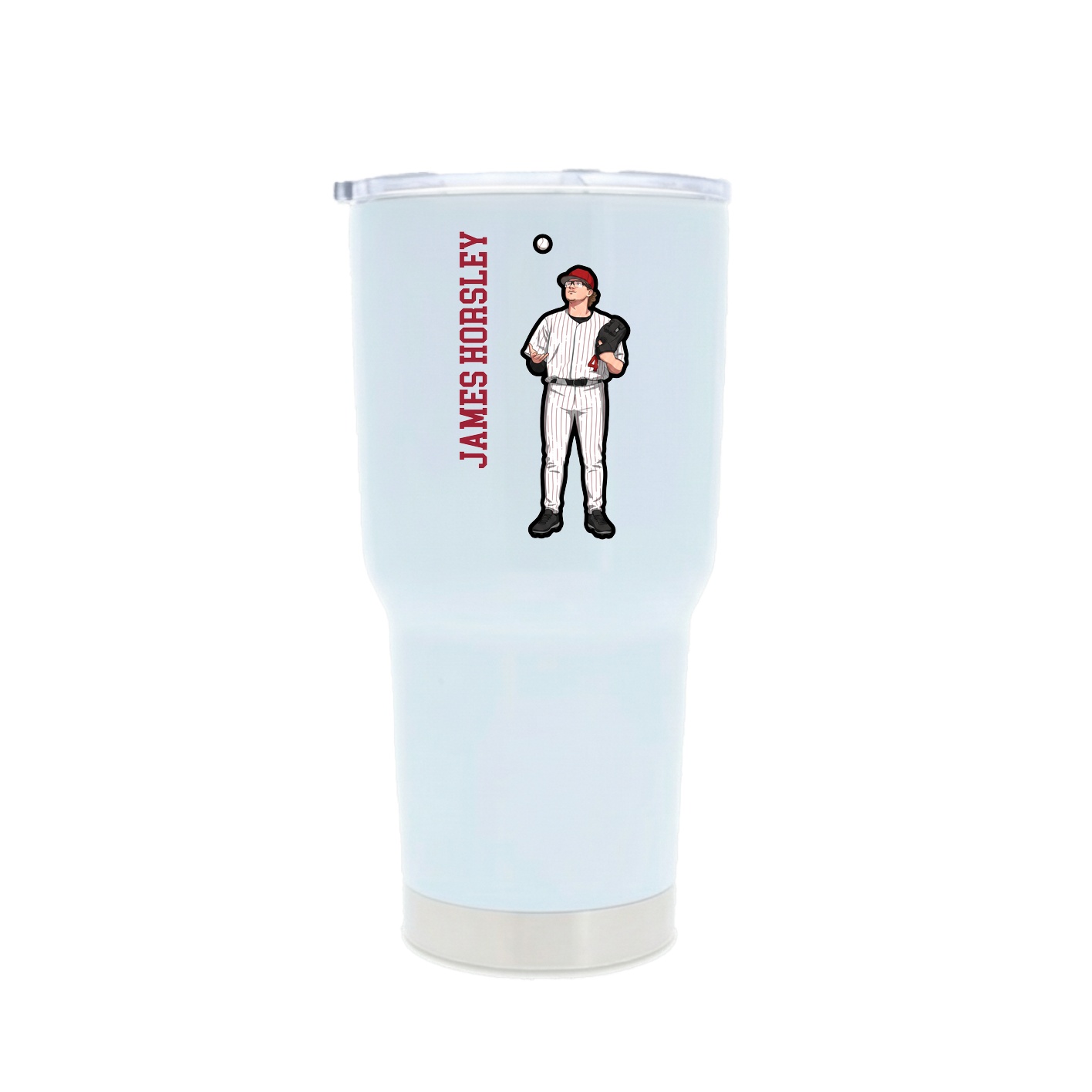 30oz Stainless Steel Tumbler — Name Vertical in White