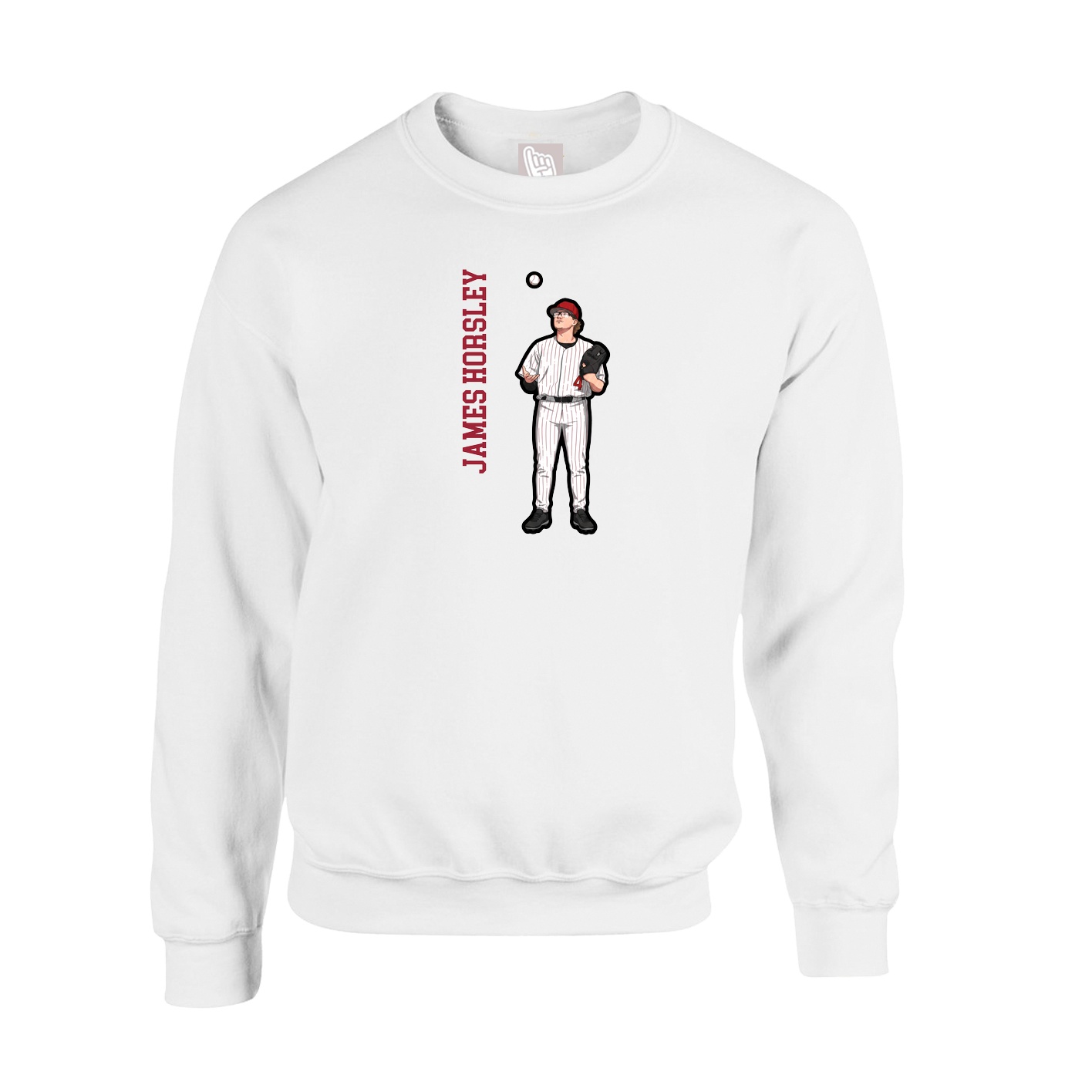 Fleece Crew — Name Vertical in White