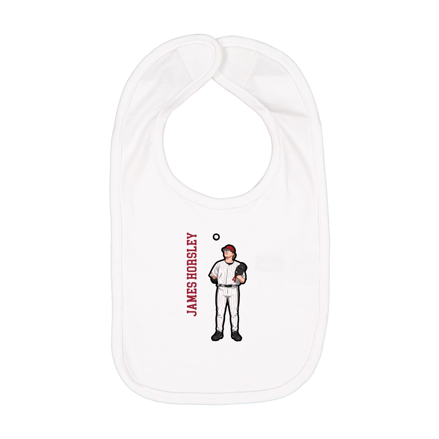 Infant Bib — Name Vertical in White