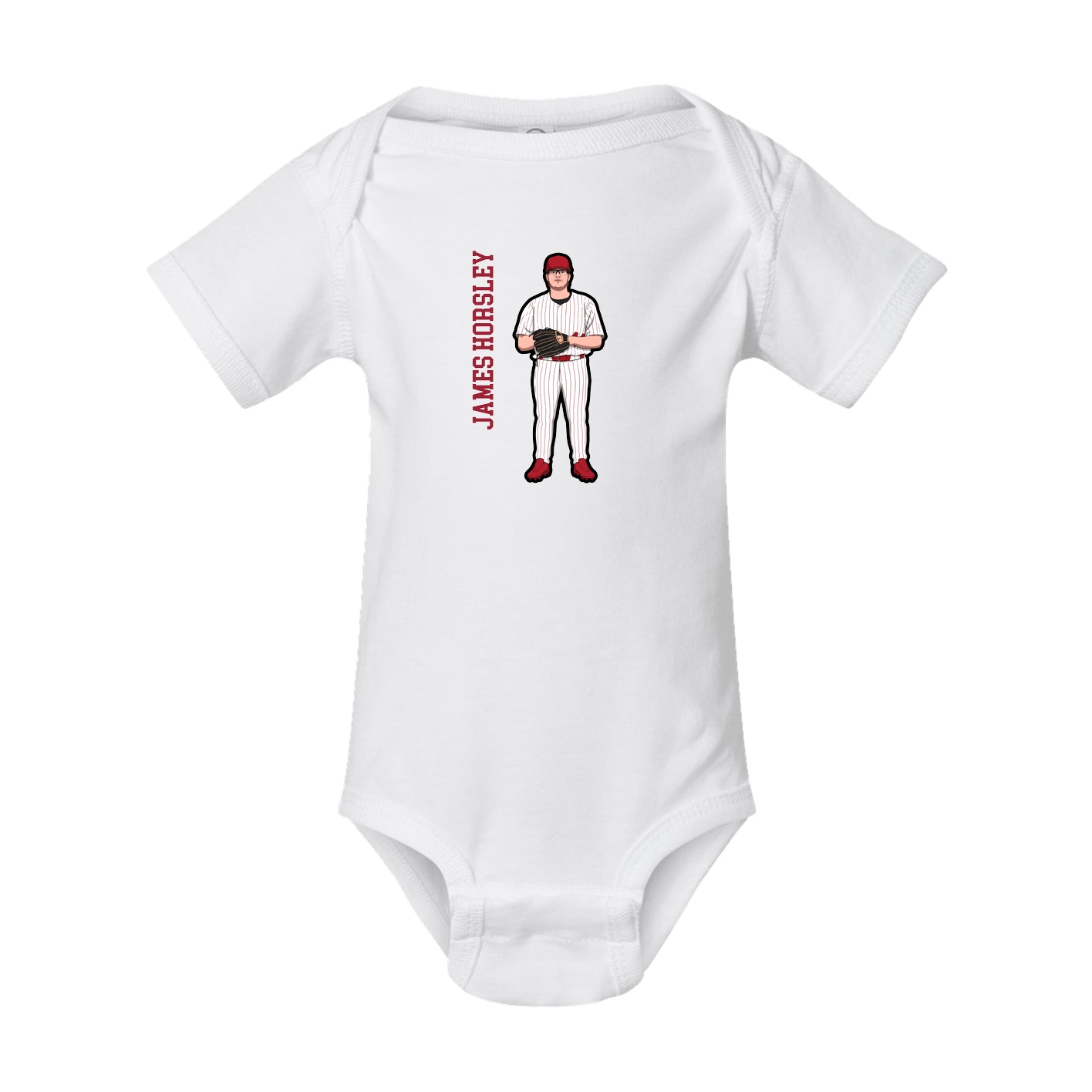 Baby Onesie — Name Vertical in White