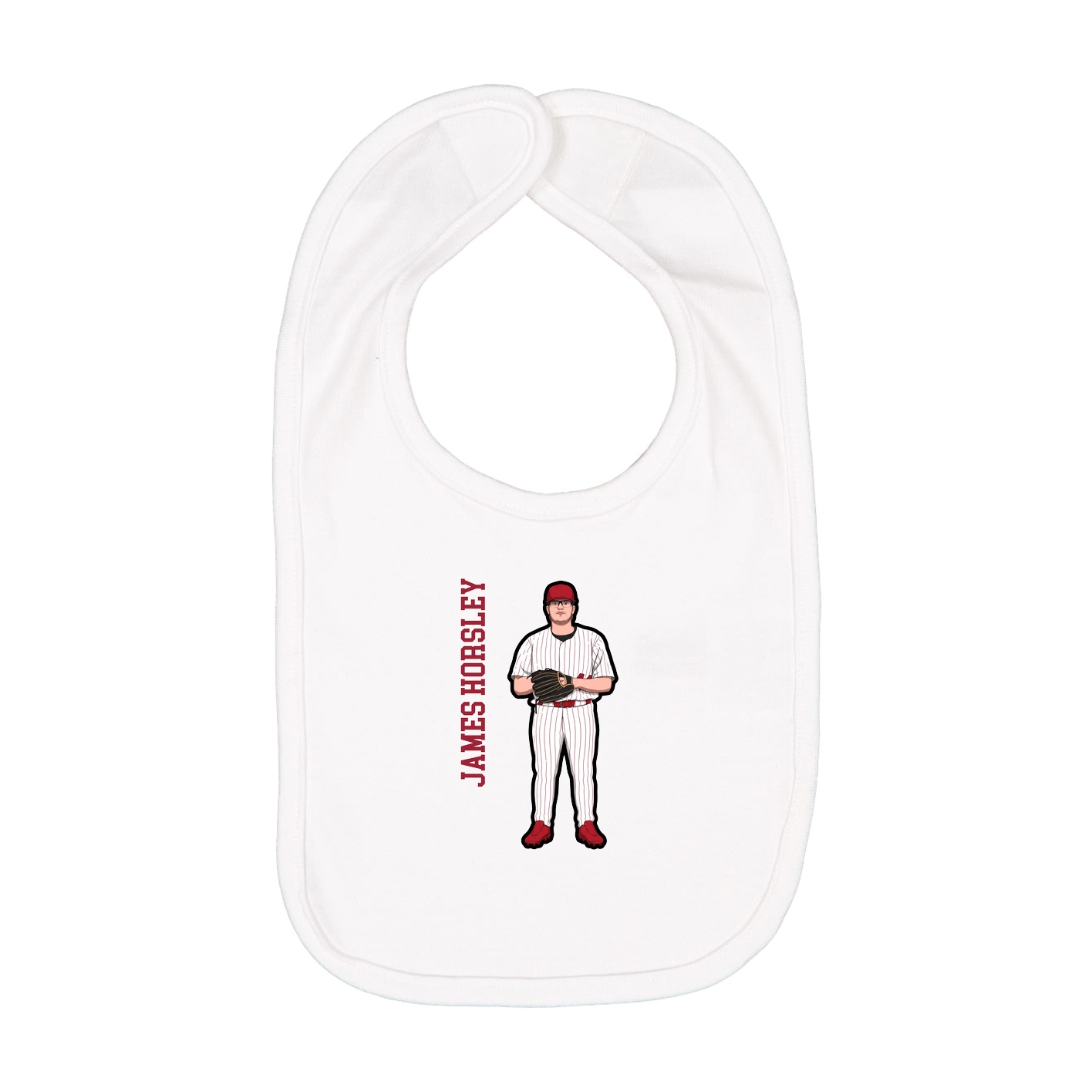 Infant Bib — Name Vertical in White