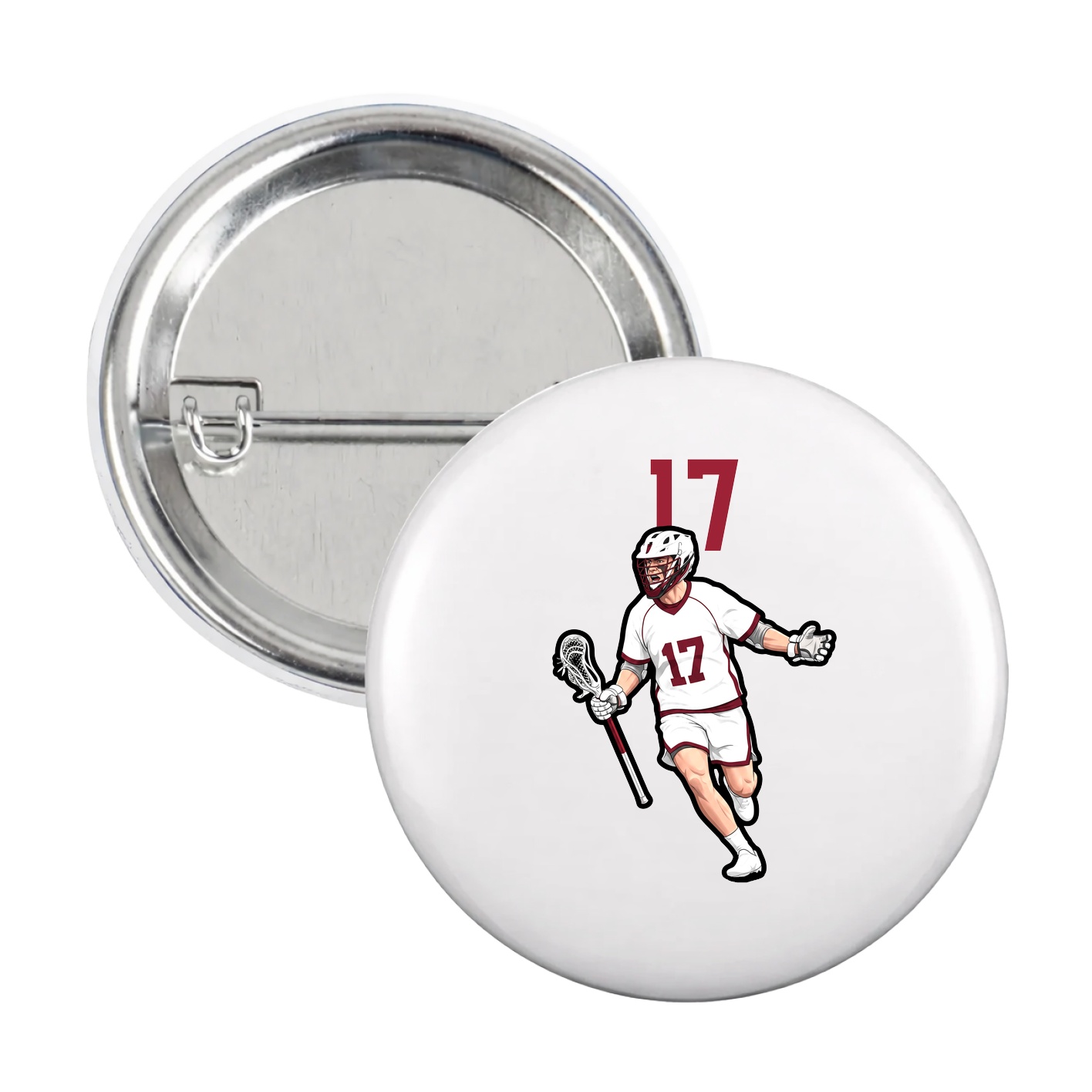 Game Day Button — Number Top in White