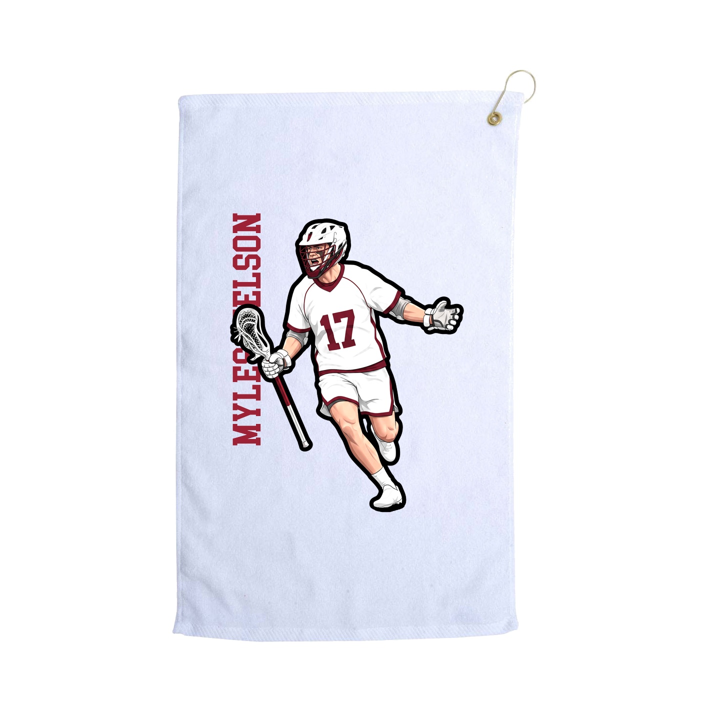 Golf Towel — Name Vertical in White