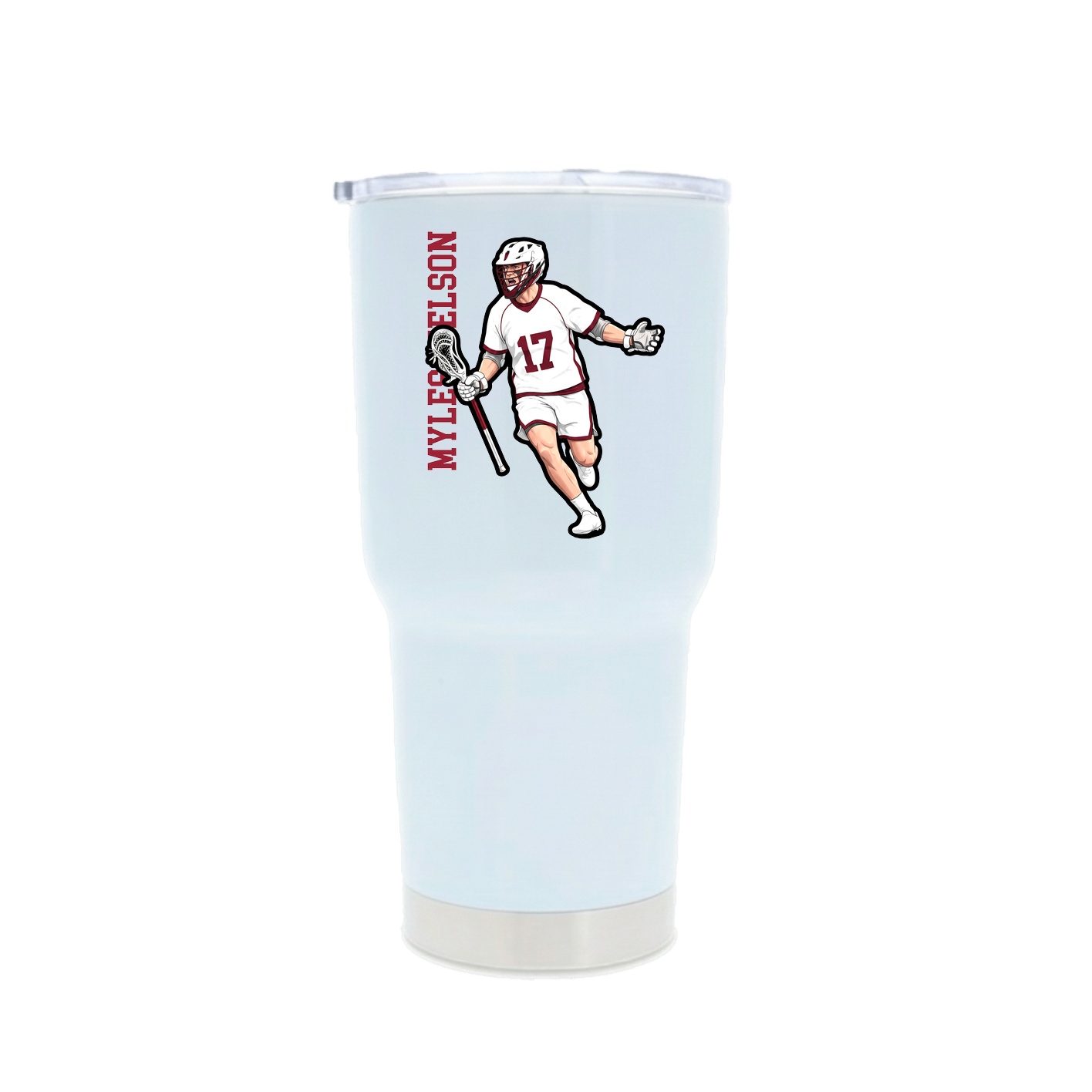 30oz Stainless Steel Tumbler — Name Vertical in White