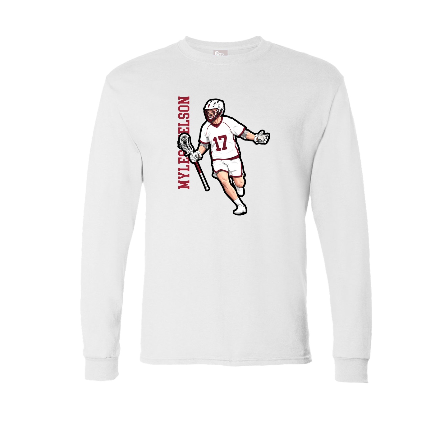 Long Sleeve Tee — Name Vertical in White