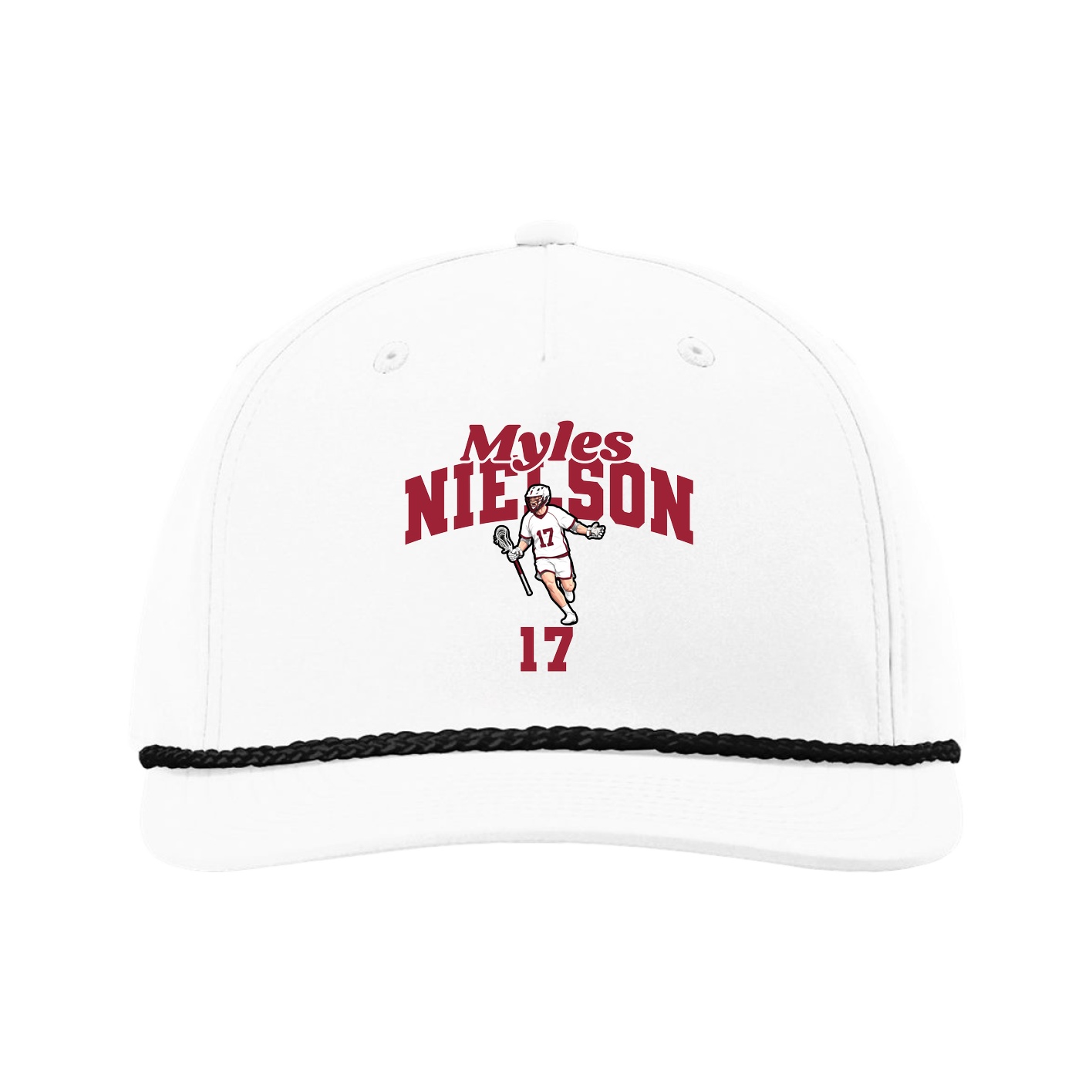 Five-Panel Classic Rope Cap — Signature Arch in White
