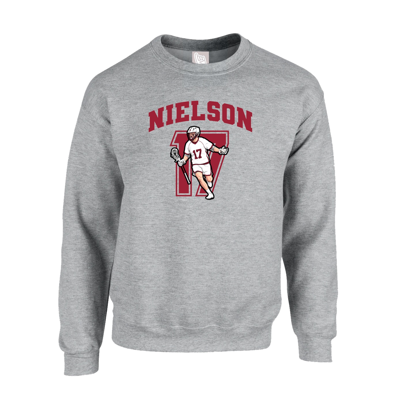 Fleece Crew — Number in Grey