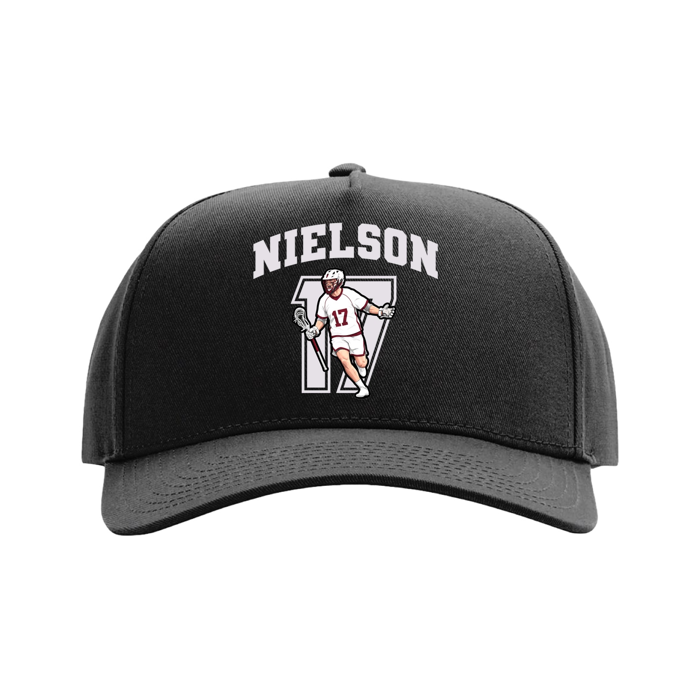 Full Fabric Five-Panel Champ Cap — Number in Black