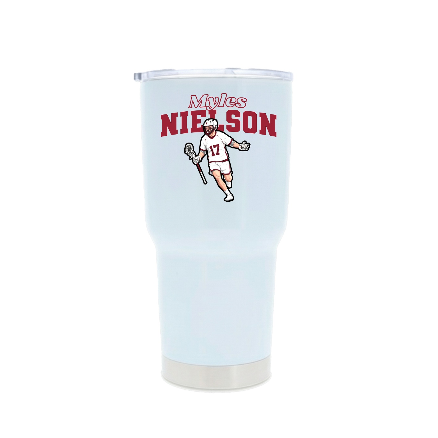 30oz Stainless Steel Tumbler — Name Arch in White