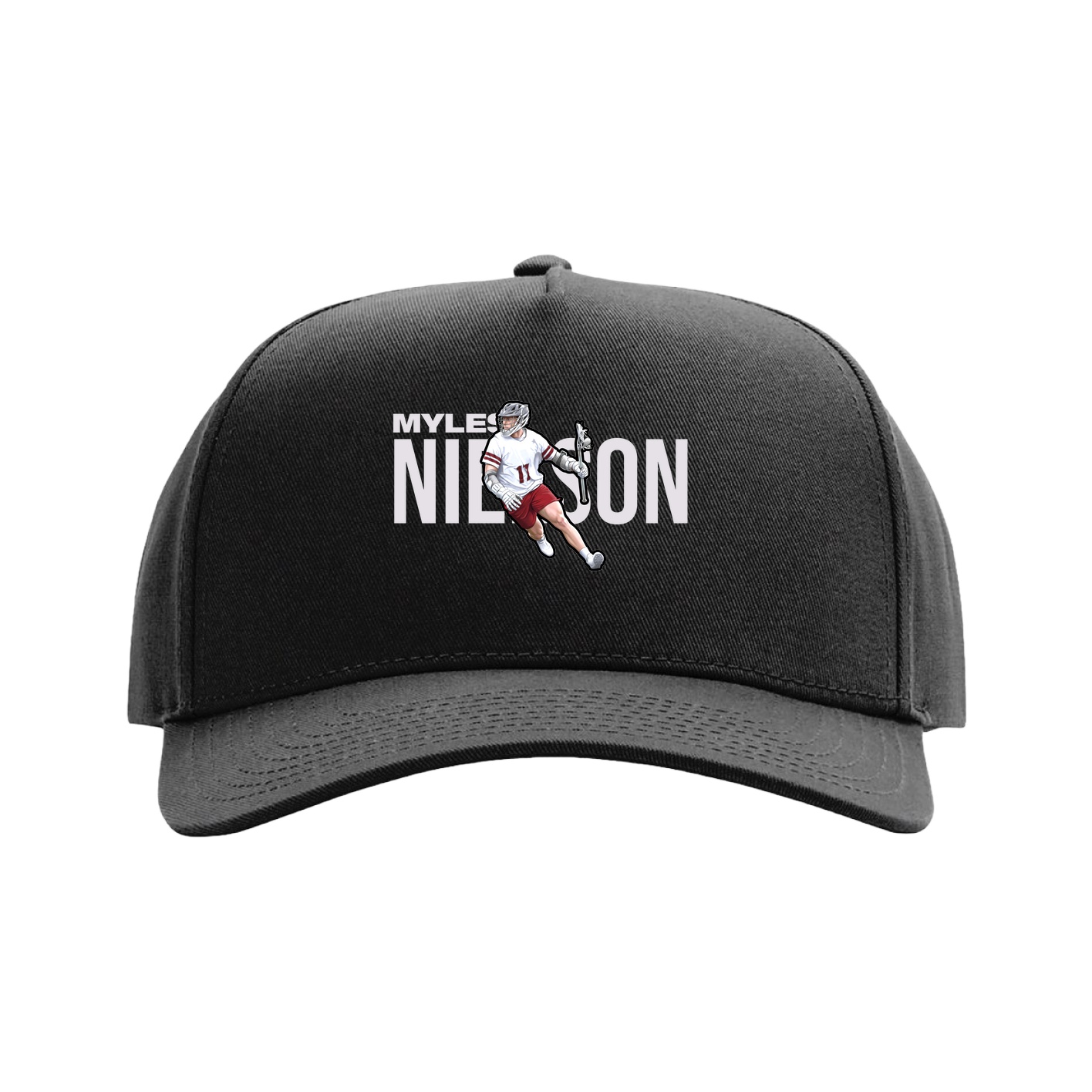 Full Fabric Five-Panel Champ Cap — Player Name in Black