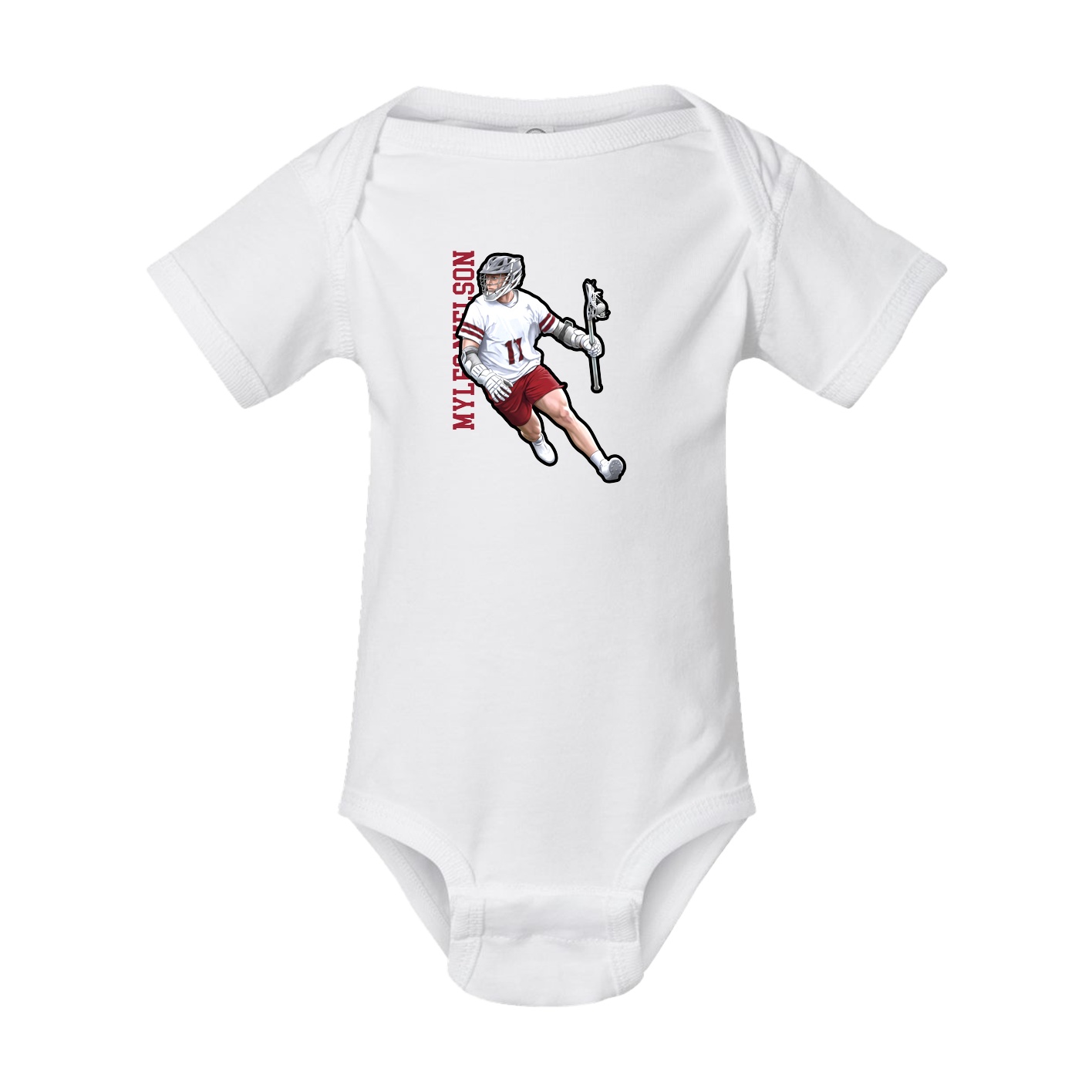 Baby Onesie — Name Vertical in White