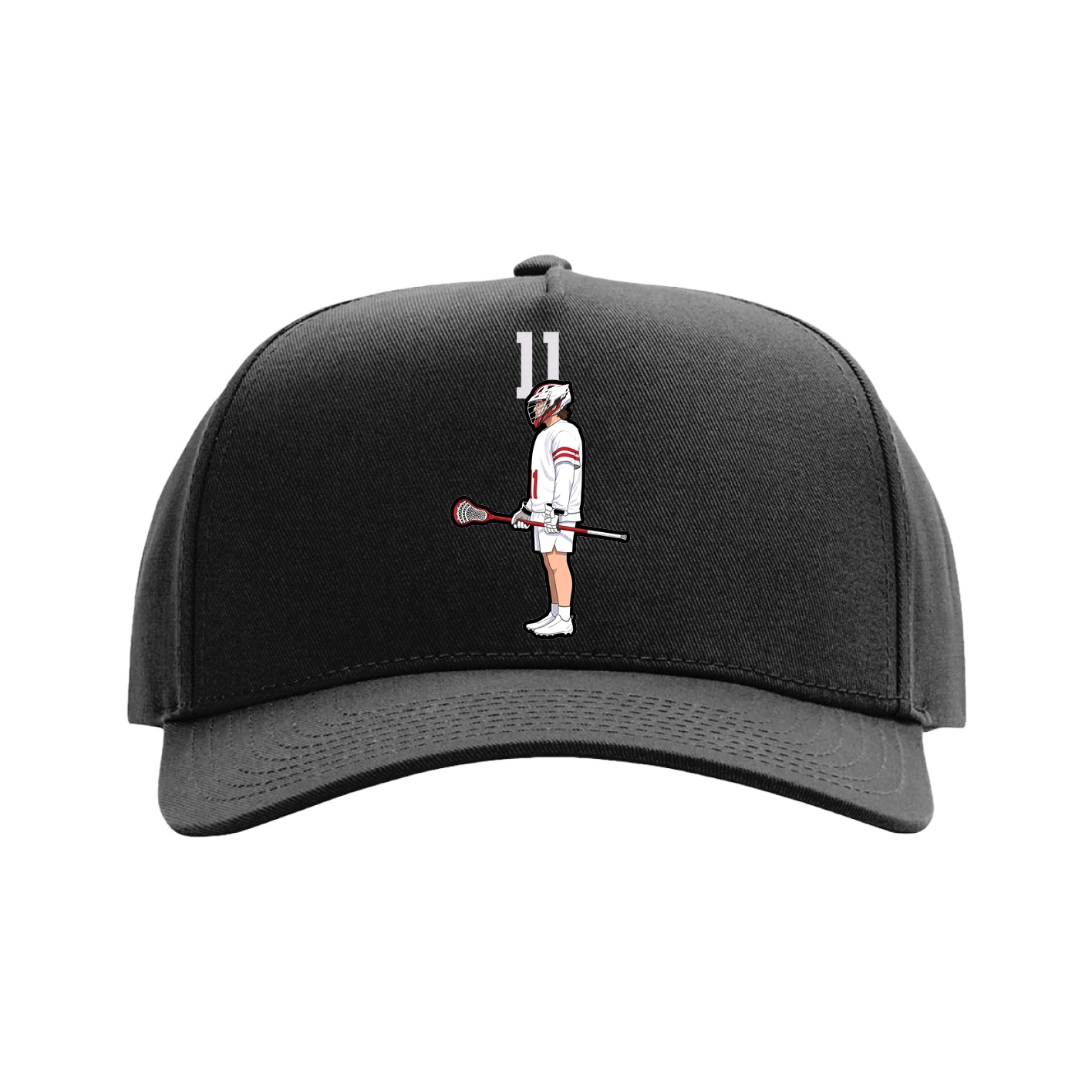 Full Fabric Five-Panel Champ Cap — Number Top in Black