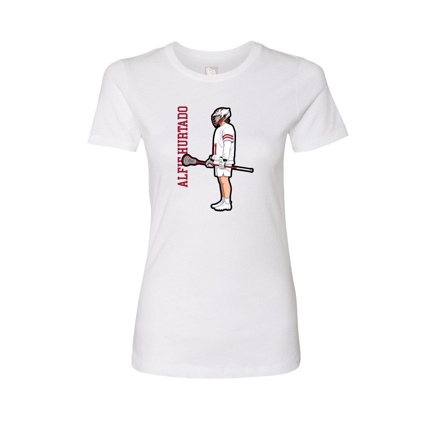 Fitted Women's Tee — Name Vertical in White
