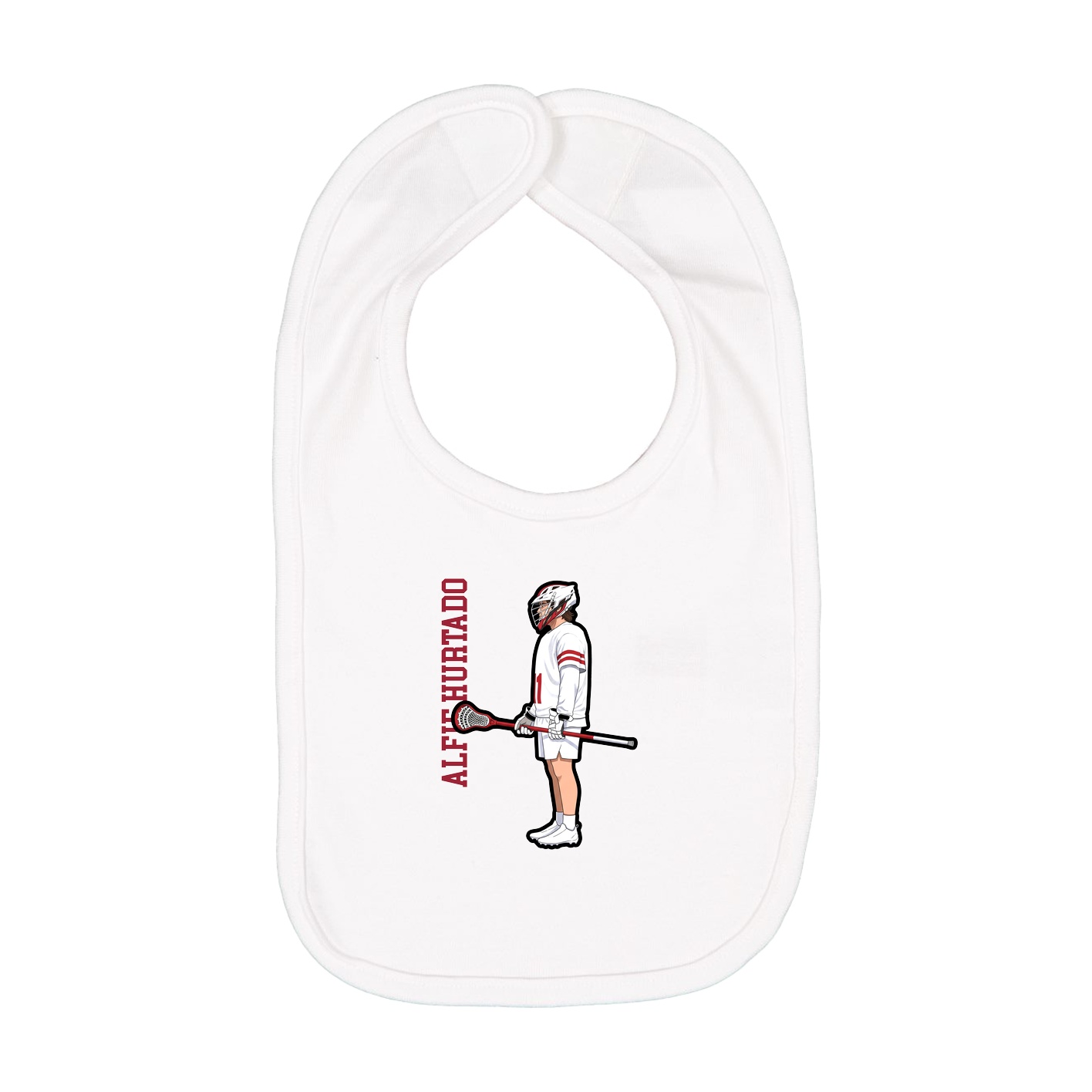 Infant Bib — Name Vertical in White