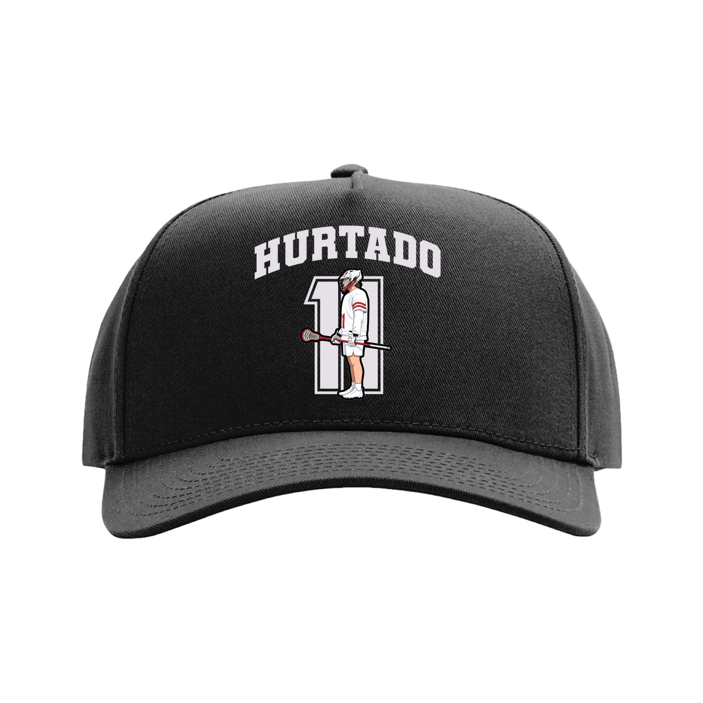 Full Fabric Five-Panel Champ Cap — Number in Black