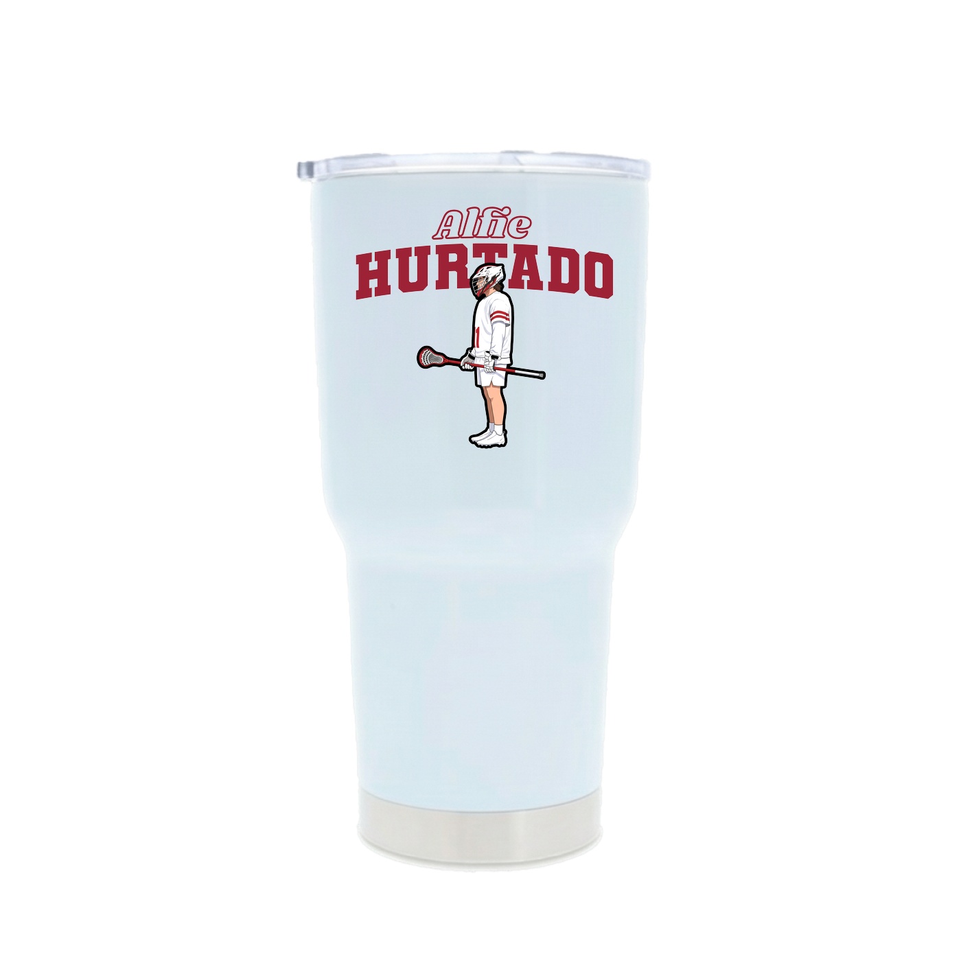 30oz Stainless Steel Tumbler — Name Arch in White