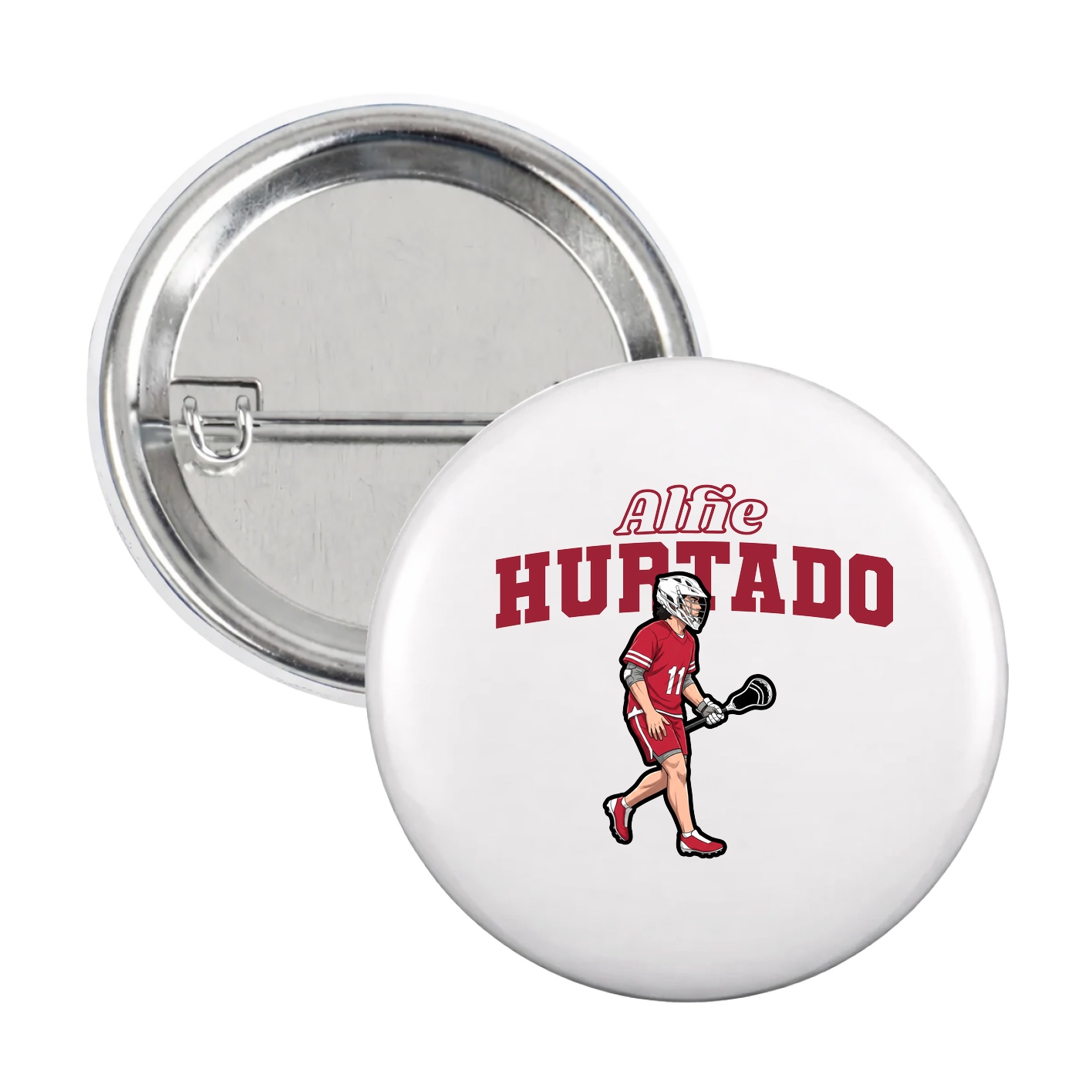 Game Day Button — Name Arch in White