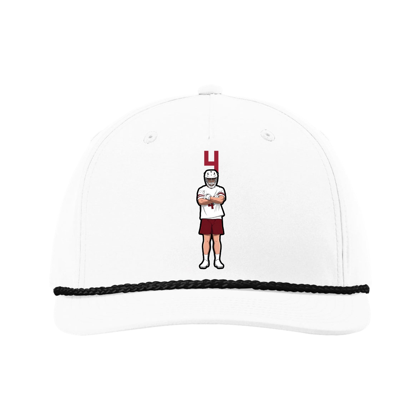 Five-Panel Classic Rope Cap — Number Top in White