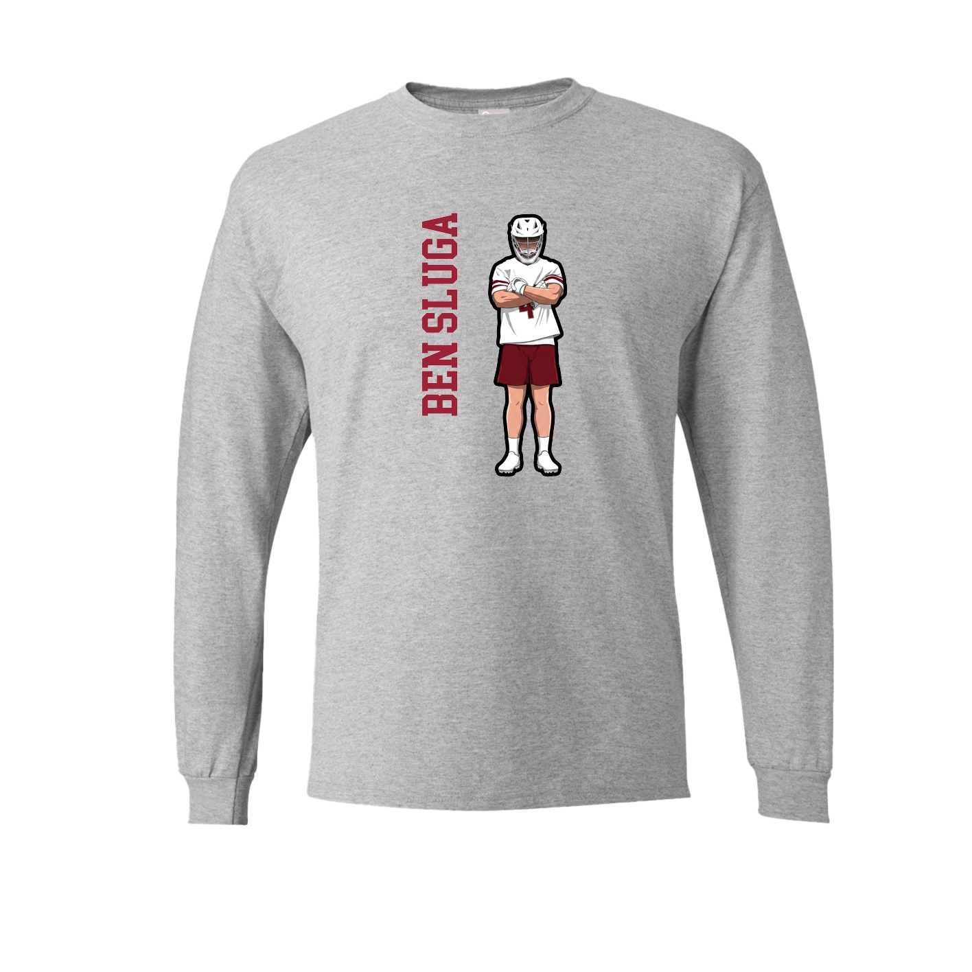 Long Sleeve Tee — Name Vertical in Grey