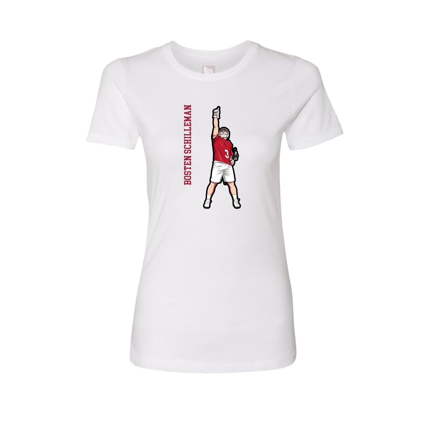 Fitted Women's Tee — Name Vertical in White