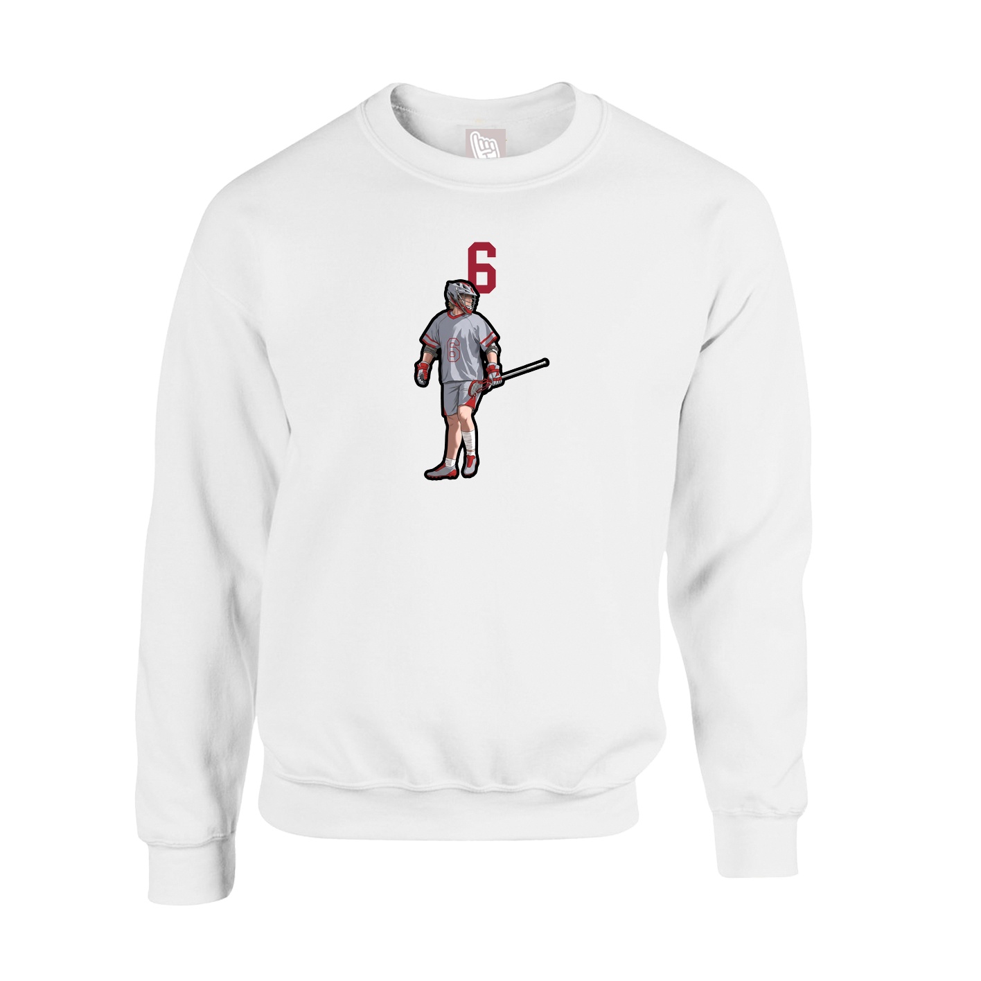 Fleece Crew — Number Top in White