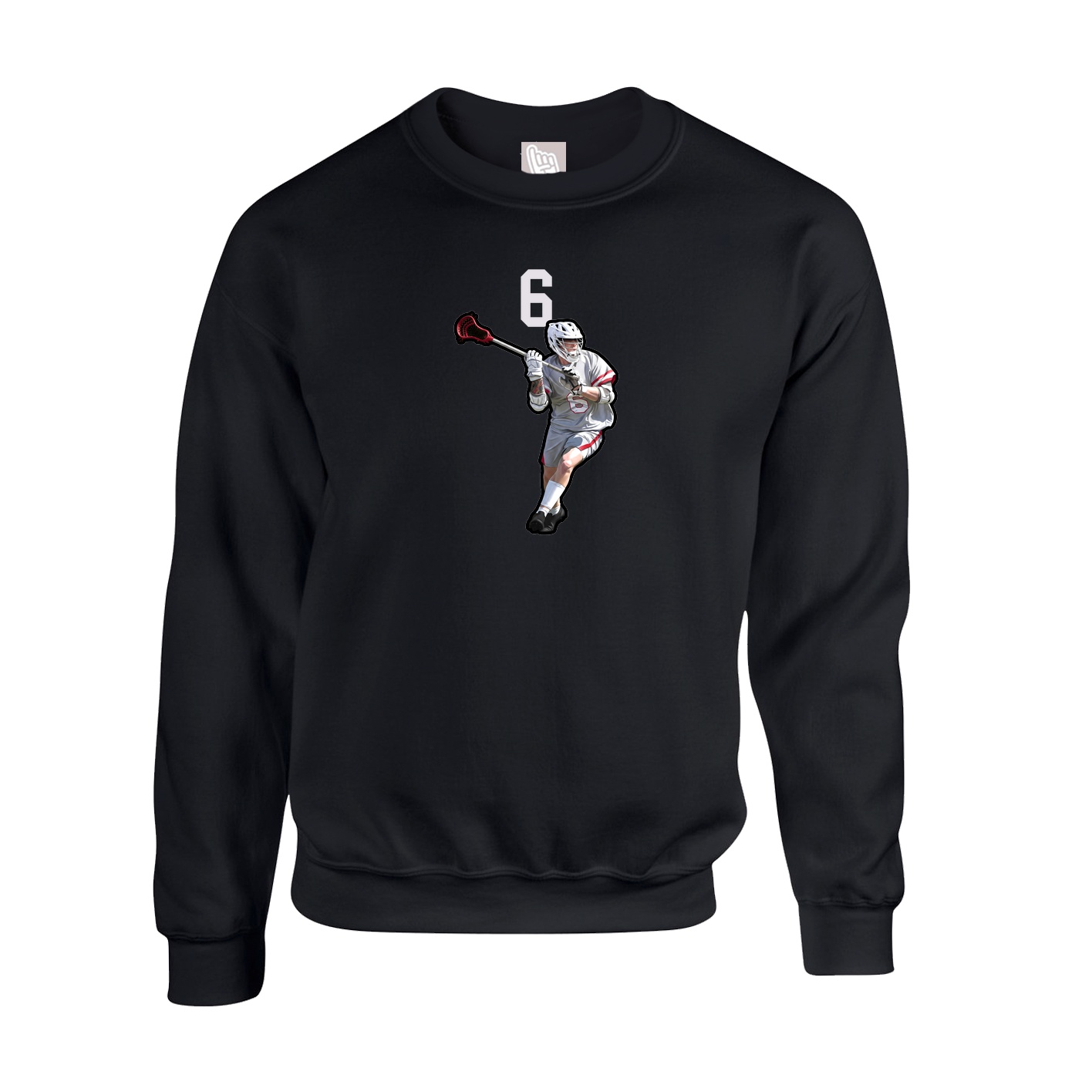 Fleece Crew — Number Top in Black