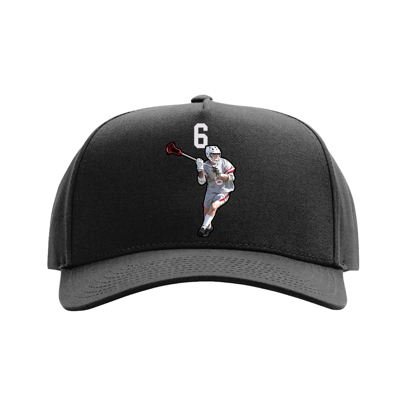 Full Fabric Five-Panel Champ Cap — Number Top in Black