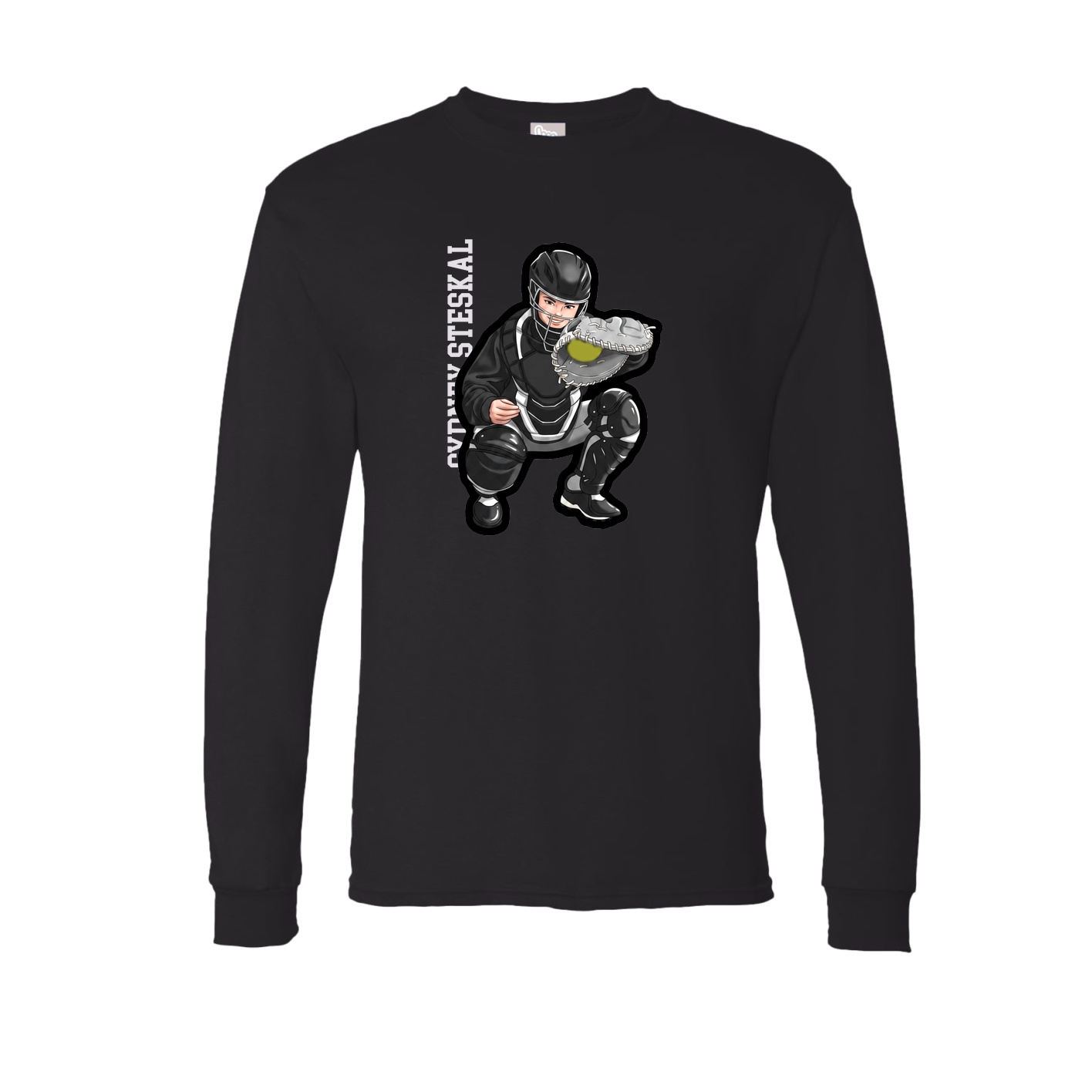 Long Sleeve Tee — Name Vertical in Black