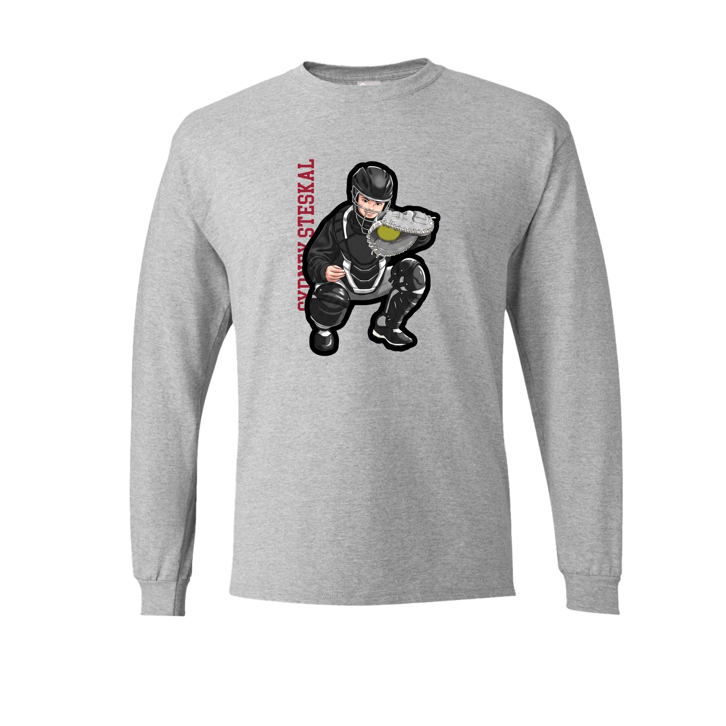 Long Sleeve Tee — Name Vertical in Grey