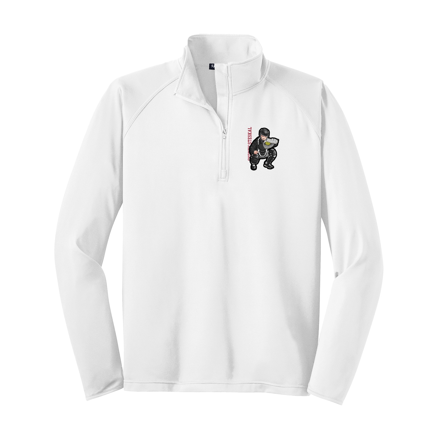 Q-Zip Pullover — Name Vertical in White