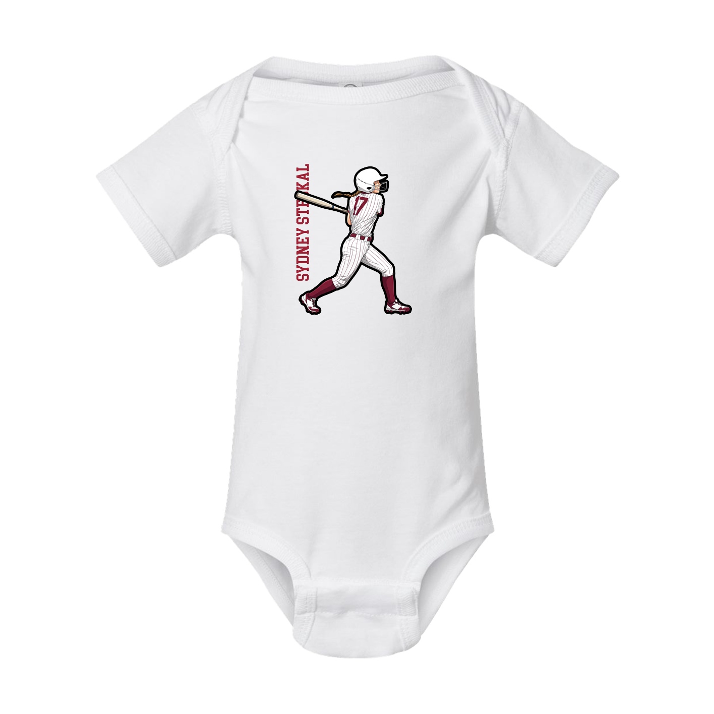 Baby Onesie — Name Vertical in White