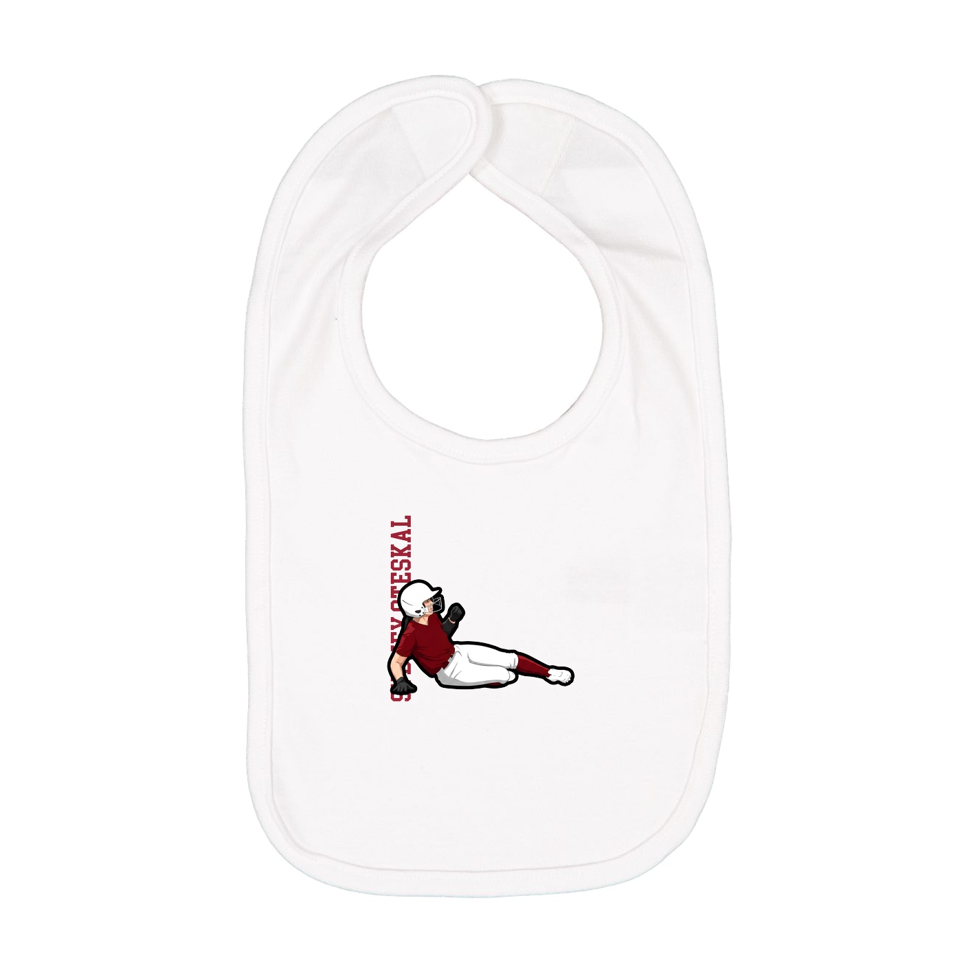 Infant Bib — Name Vertical in White
