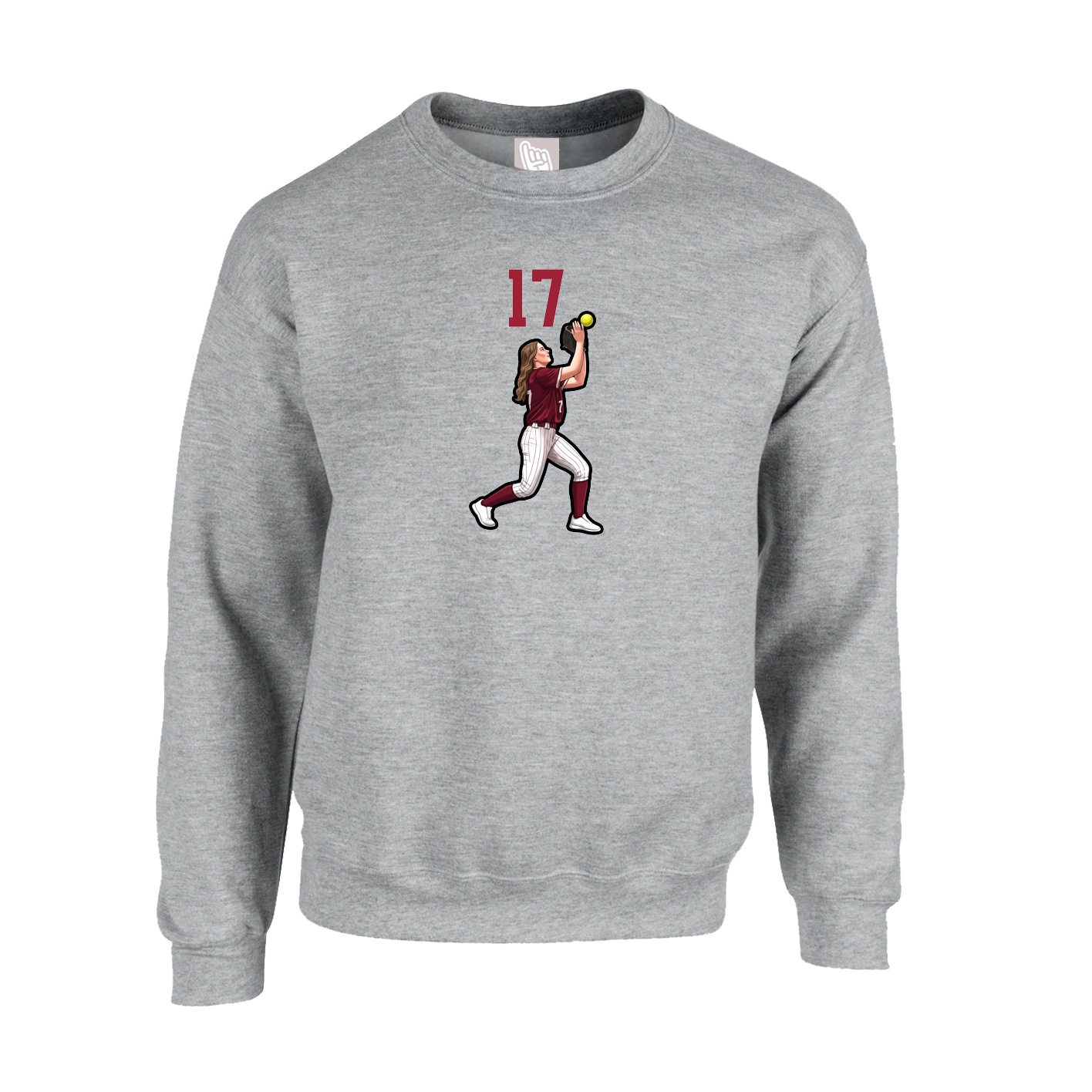 Fleece Crew — Number Top in Grey