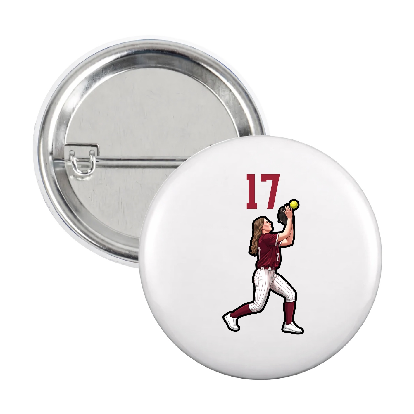 Game Day Button — Number Top in White