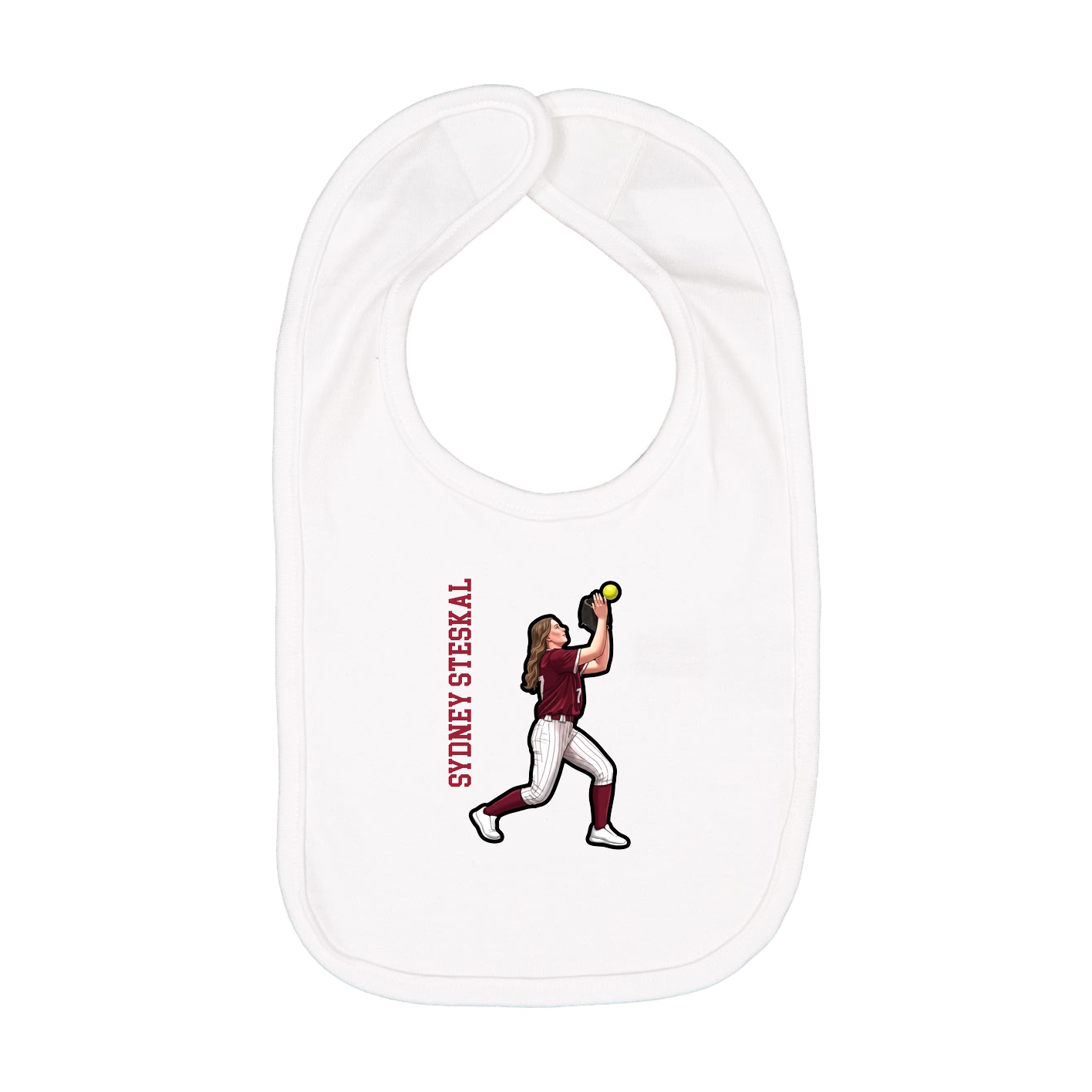 Infant Bib — Name Vertical in White