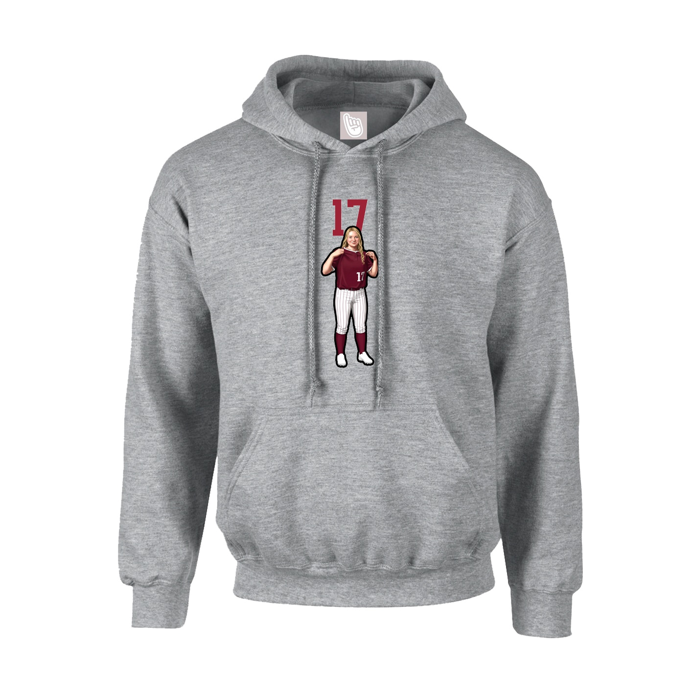 Youth Hoodie — Number Top in Grey