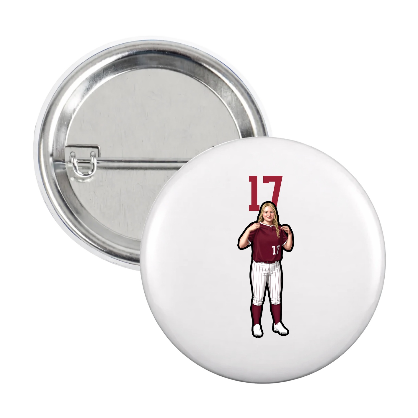 Game Day Button — Number Top in White